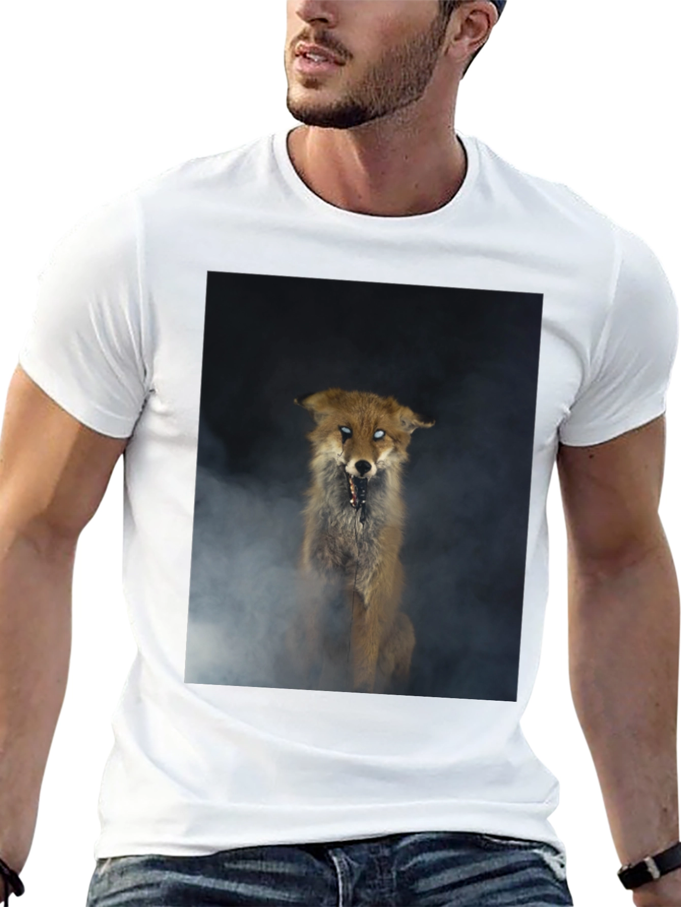 Creepy Fox Graphic Tee - Mens Black T-Shirt
