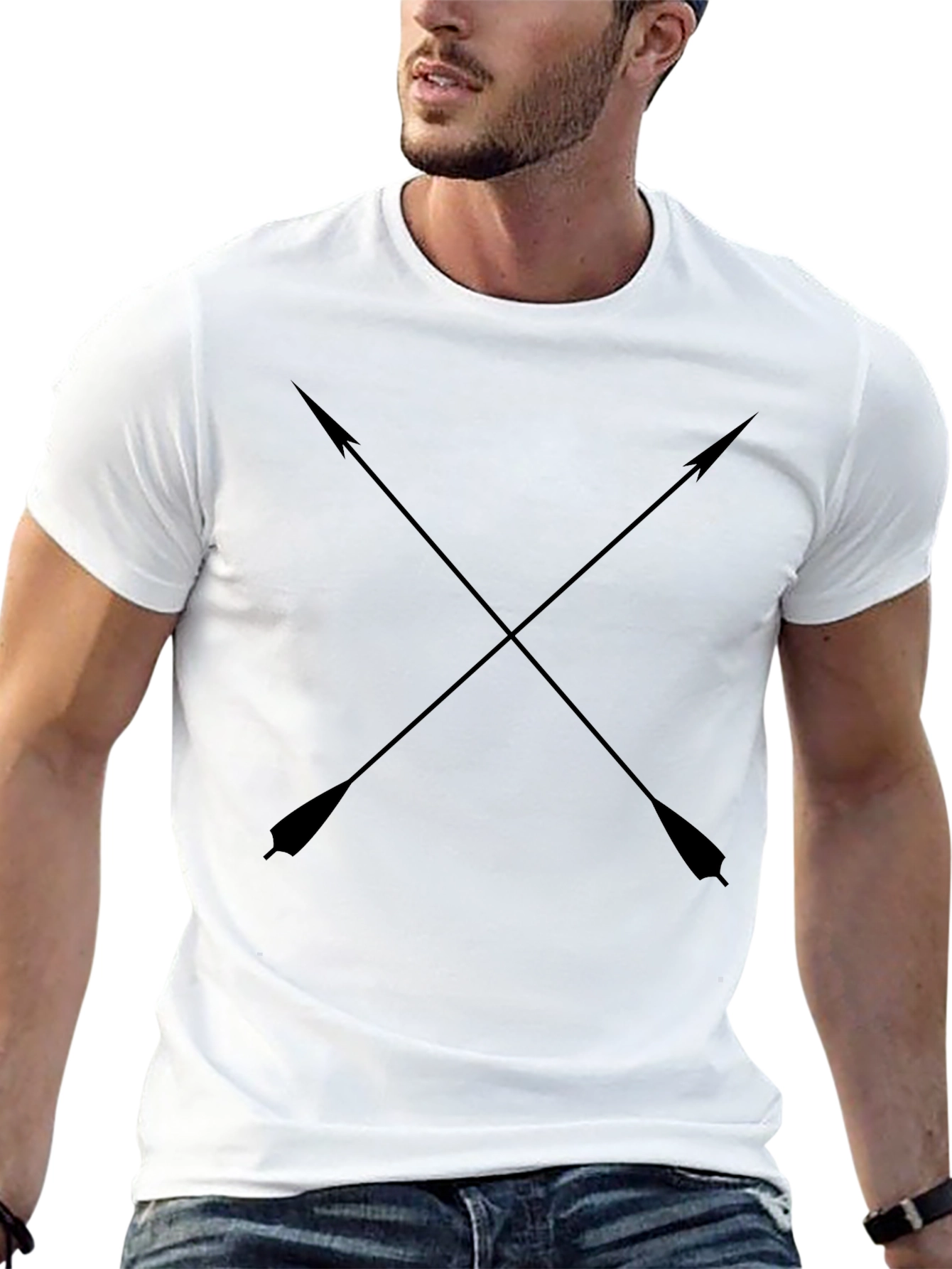 Crossed Arrows Graphic Tee - Black Cotton T-Shirt