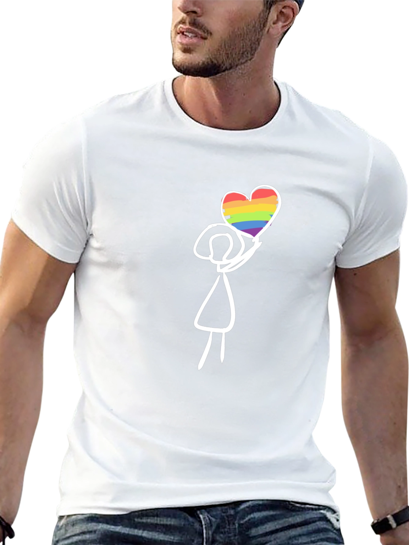 LGBT Pride Stick Figure Heart T-Shirt