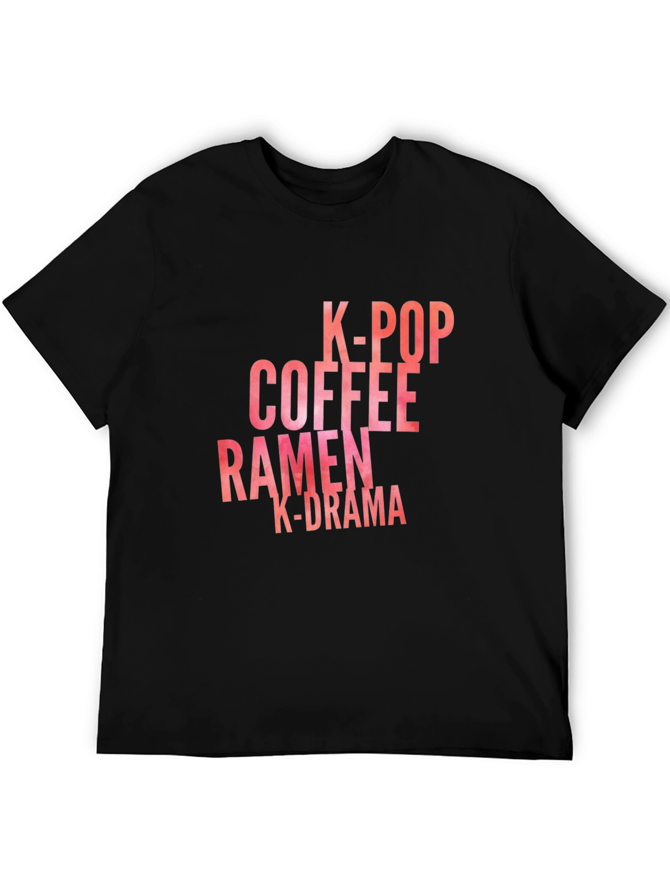 K-Pop Coffee Ramen K-Drama Black T-Shirt