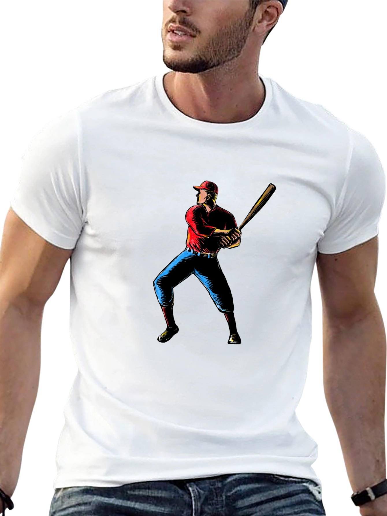 Baseball Player Graphic Black T-Shirt