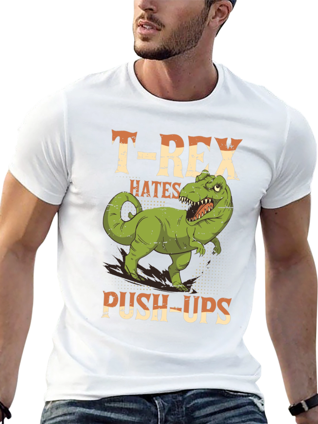 T-Rex Hates Push-Ups Graphic Tee