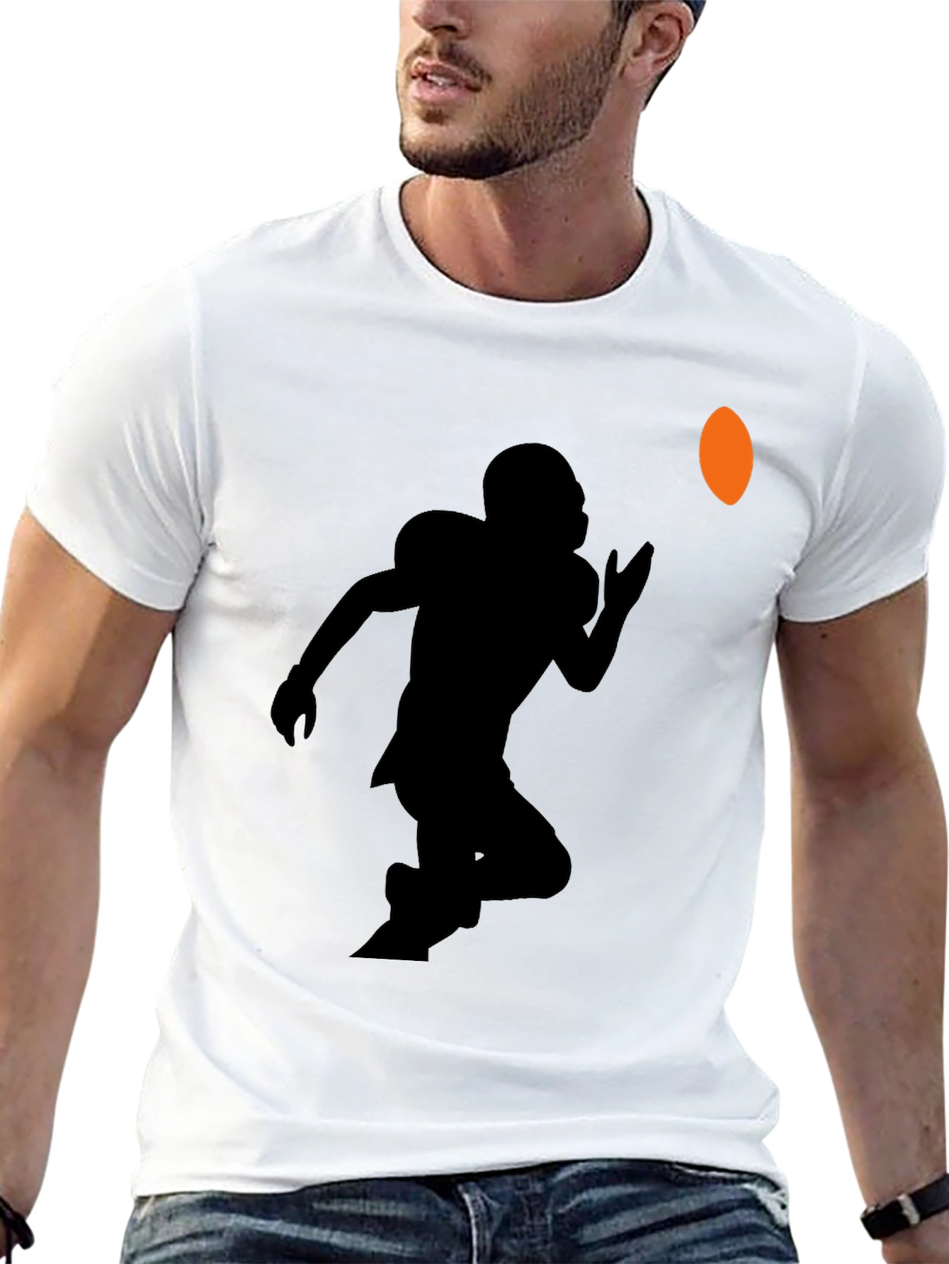 Football Player Graphic Tee - Black