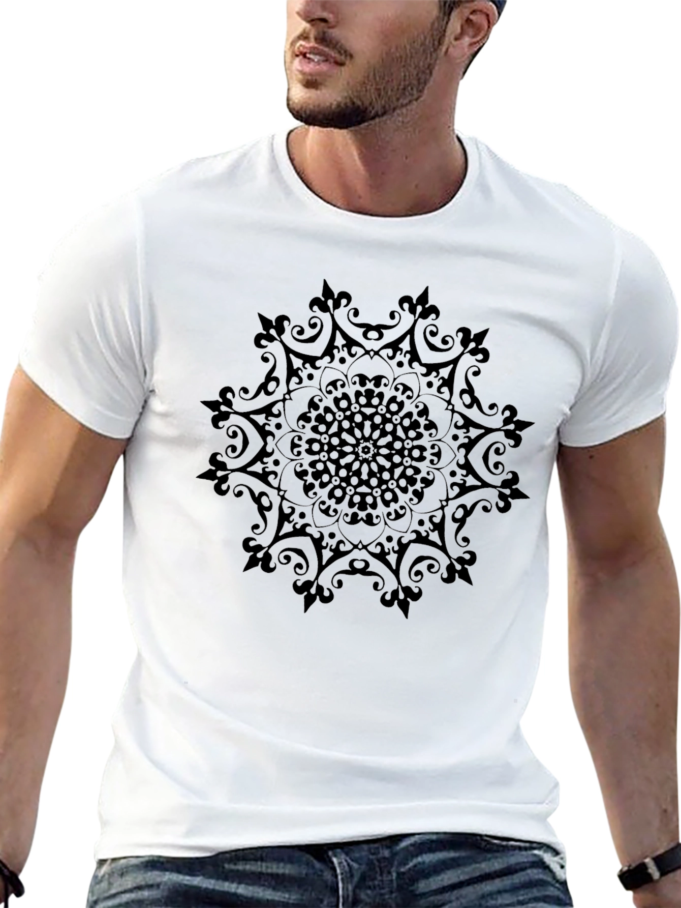 Black Mandala Graphic Tee - Stylish Casual Wear