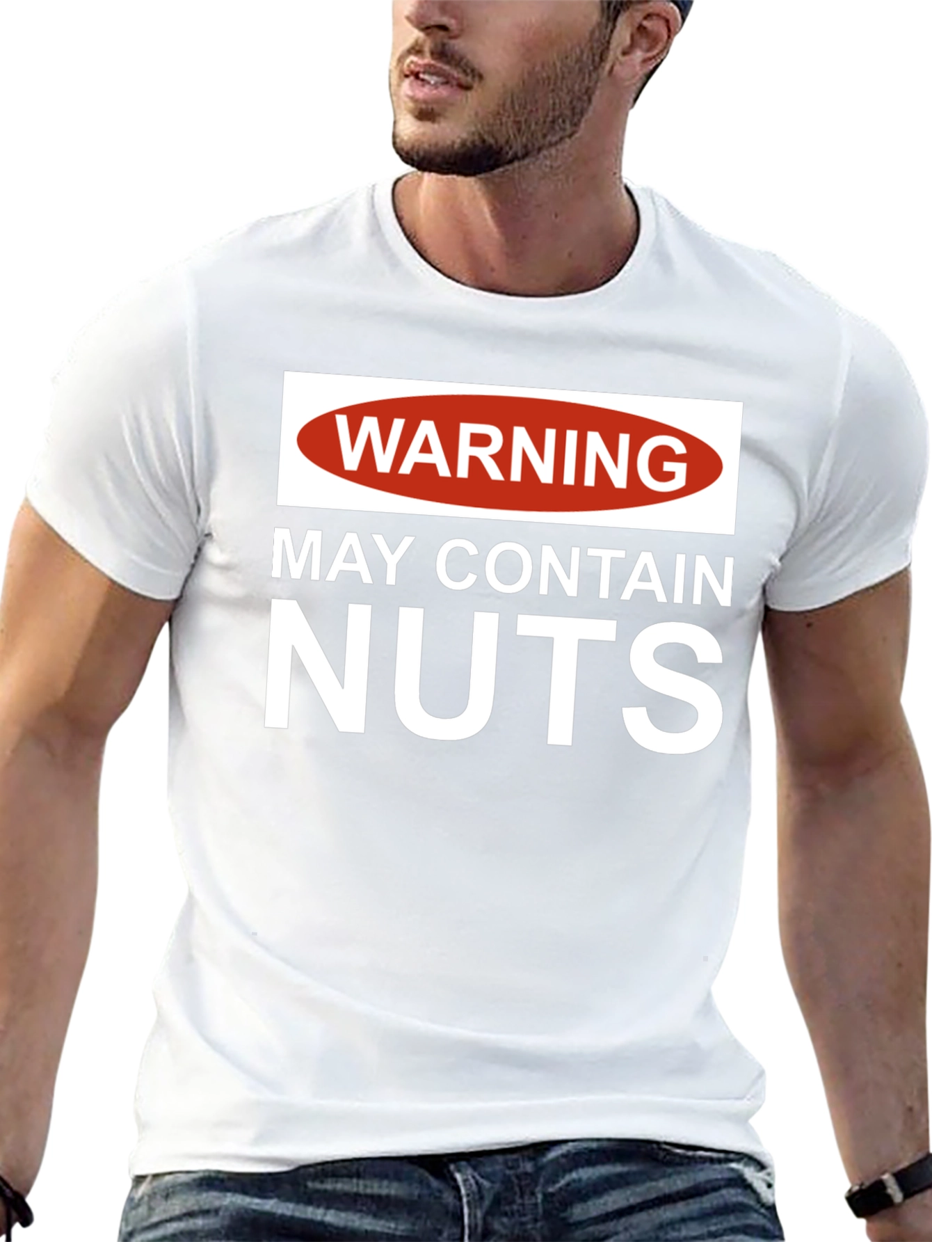 Warning: May Contain Nuts T-Shirt - Funny Novelty Tee