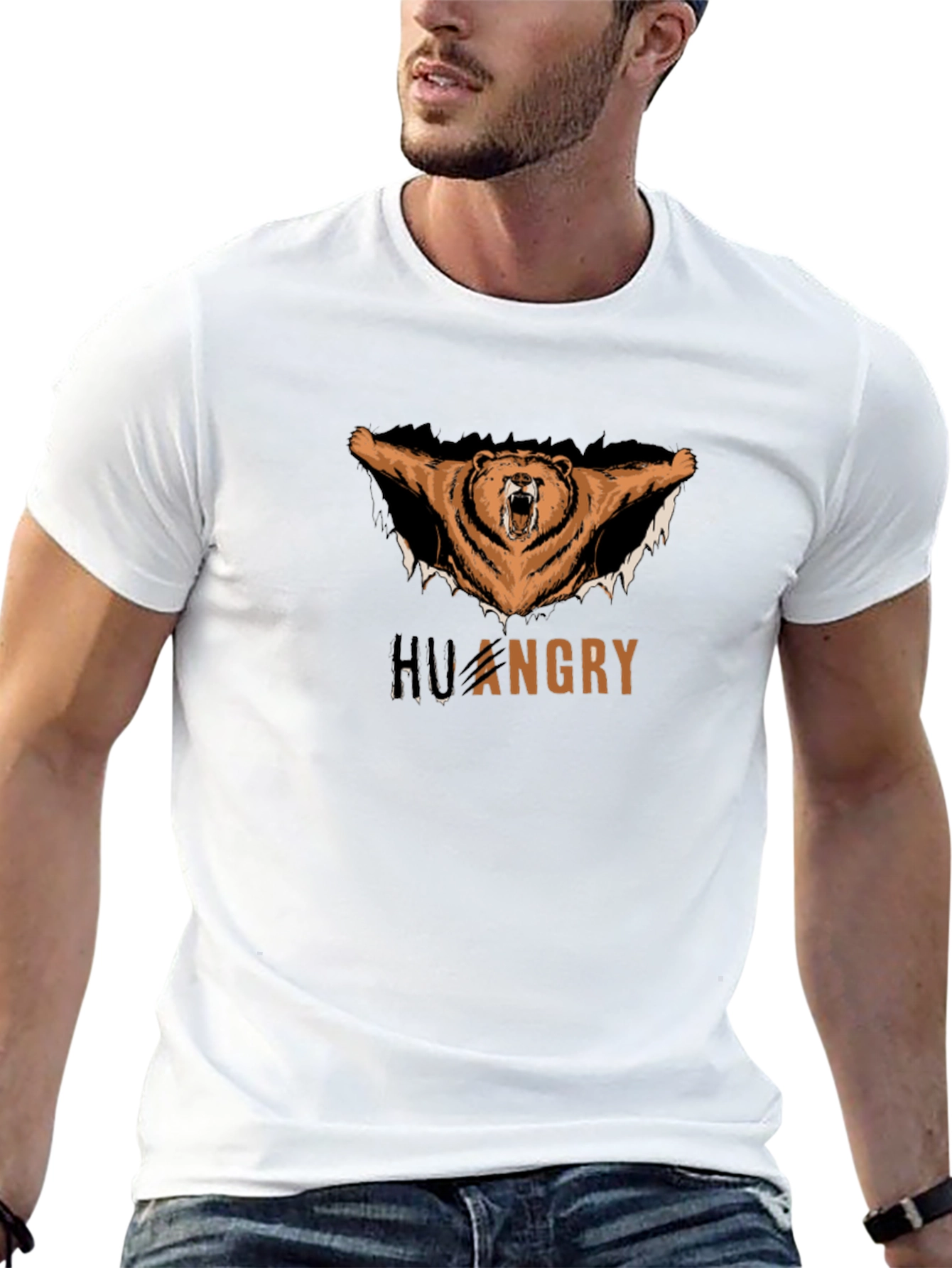 Hungry Bear Graphic Tee - Black Cotton T-Shirt