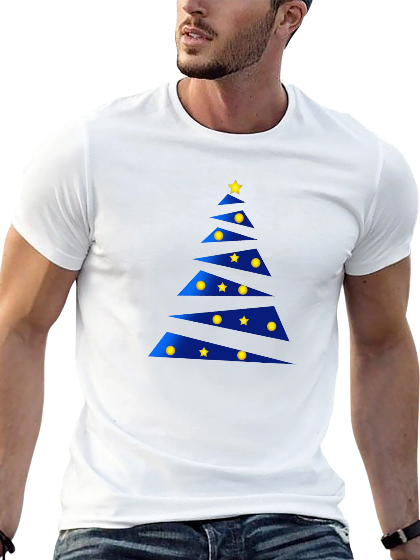 Festive Geometric Christmas Tree Graphic Tee