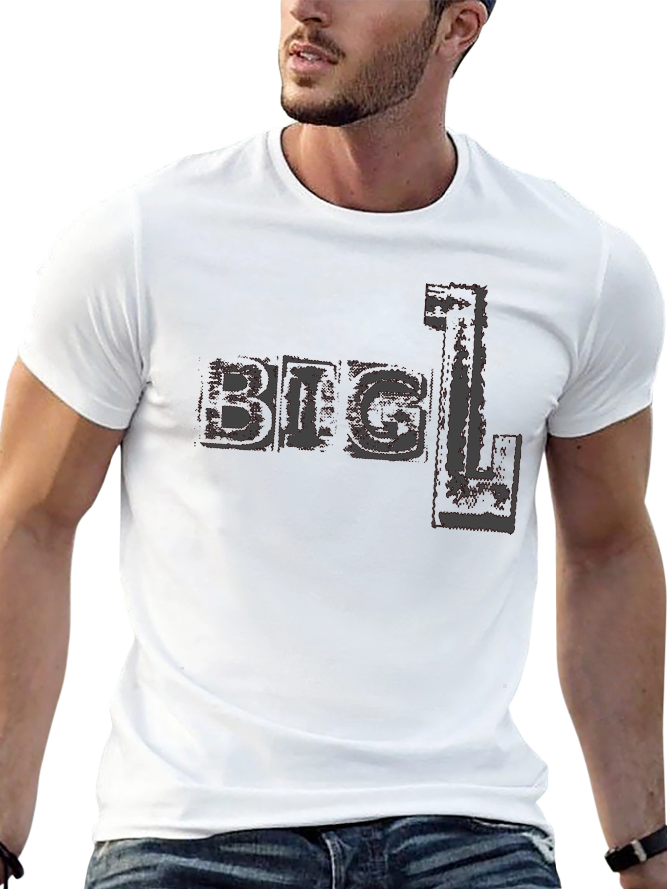 Big L T-Shirt - Distressed Print Black Tee