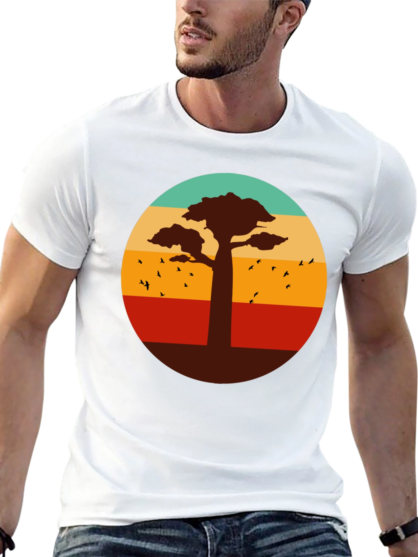 Retro Baobab Tree Graphic T-Shirt