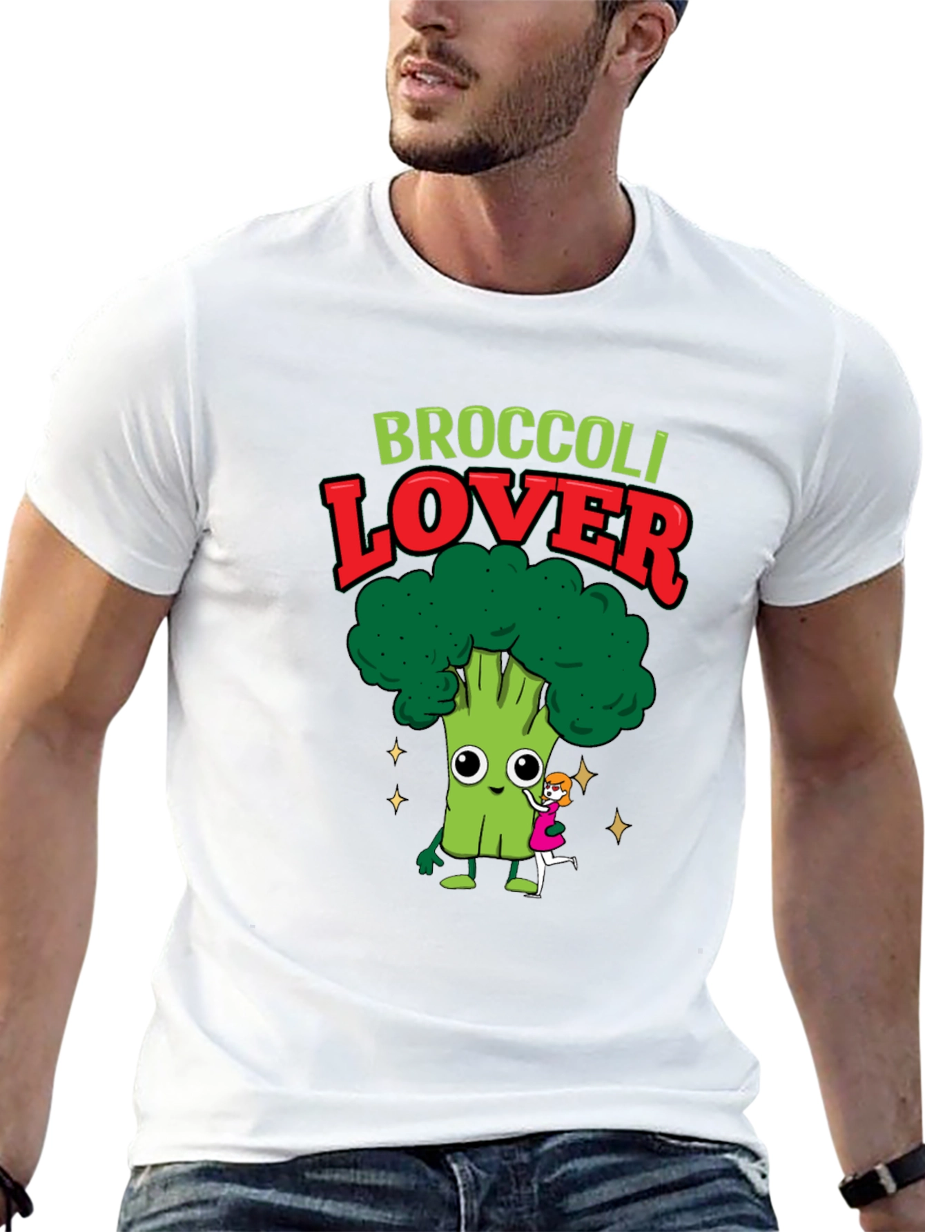 Broccoli Lover Graphic T-Shirt - Cute Cartoon Veggie Tee
