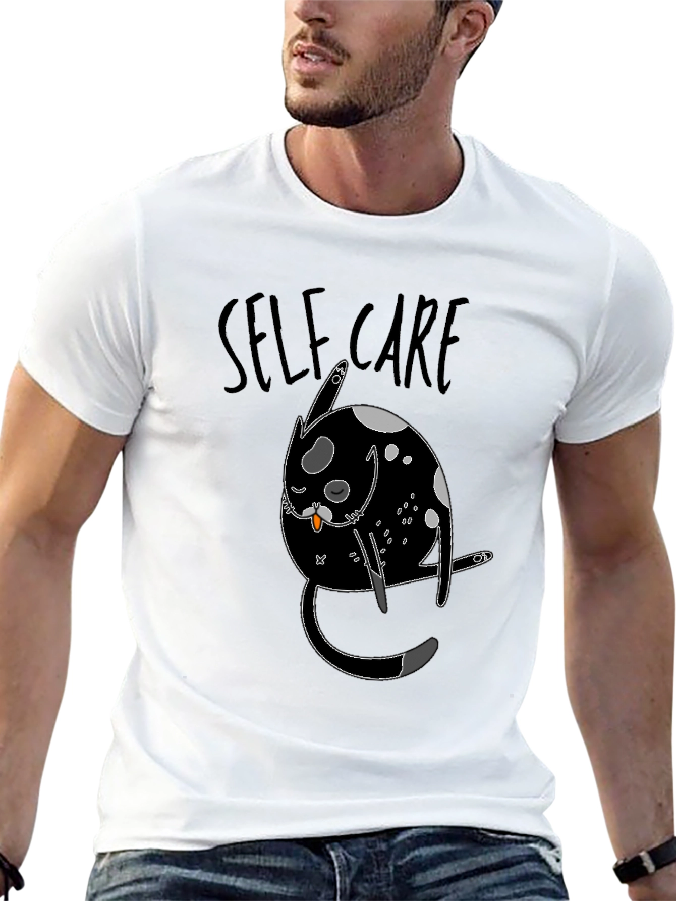 Self-Care Cat Graphic T-Shirt