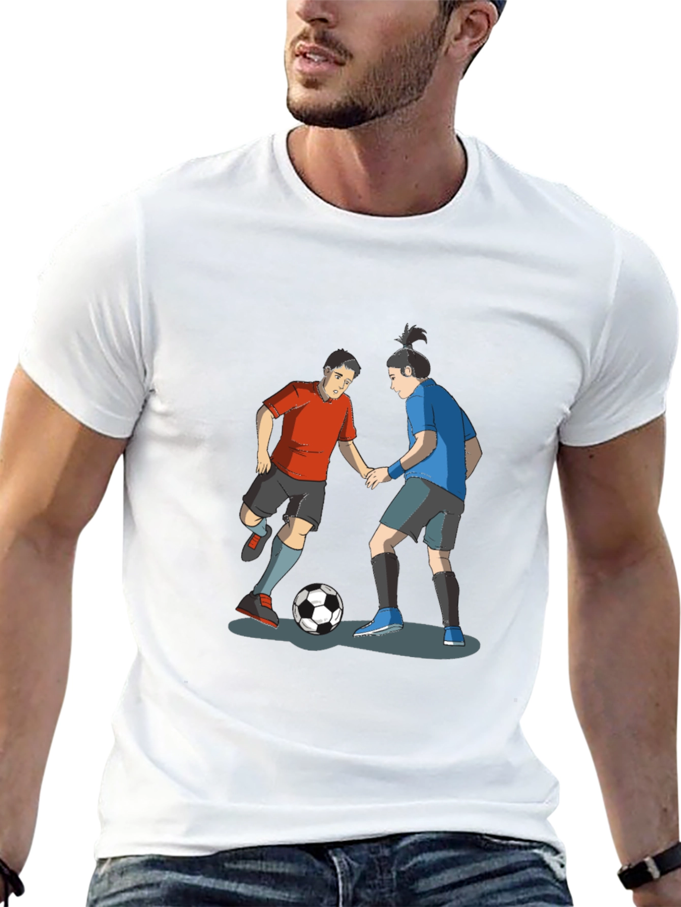 Soccer Player Graphic Black T-Shirt