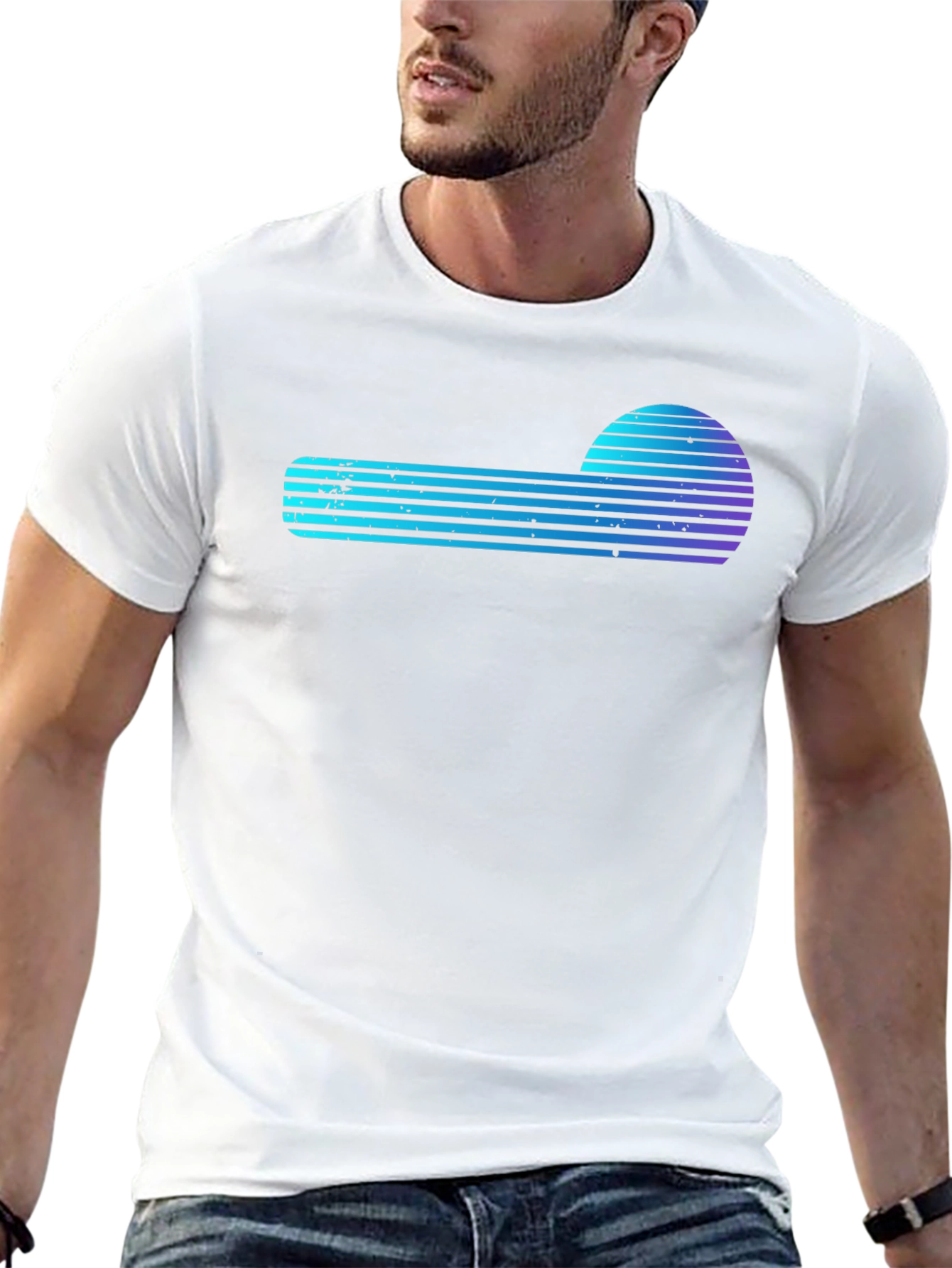 Retro Wave Graphic Tee - Synthwave Sun Design