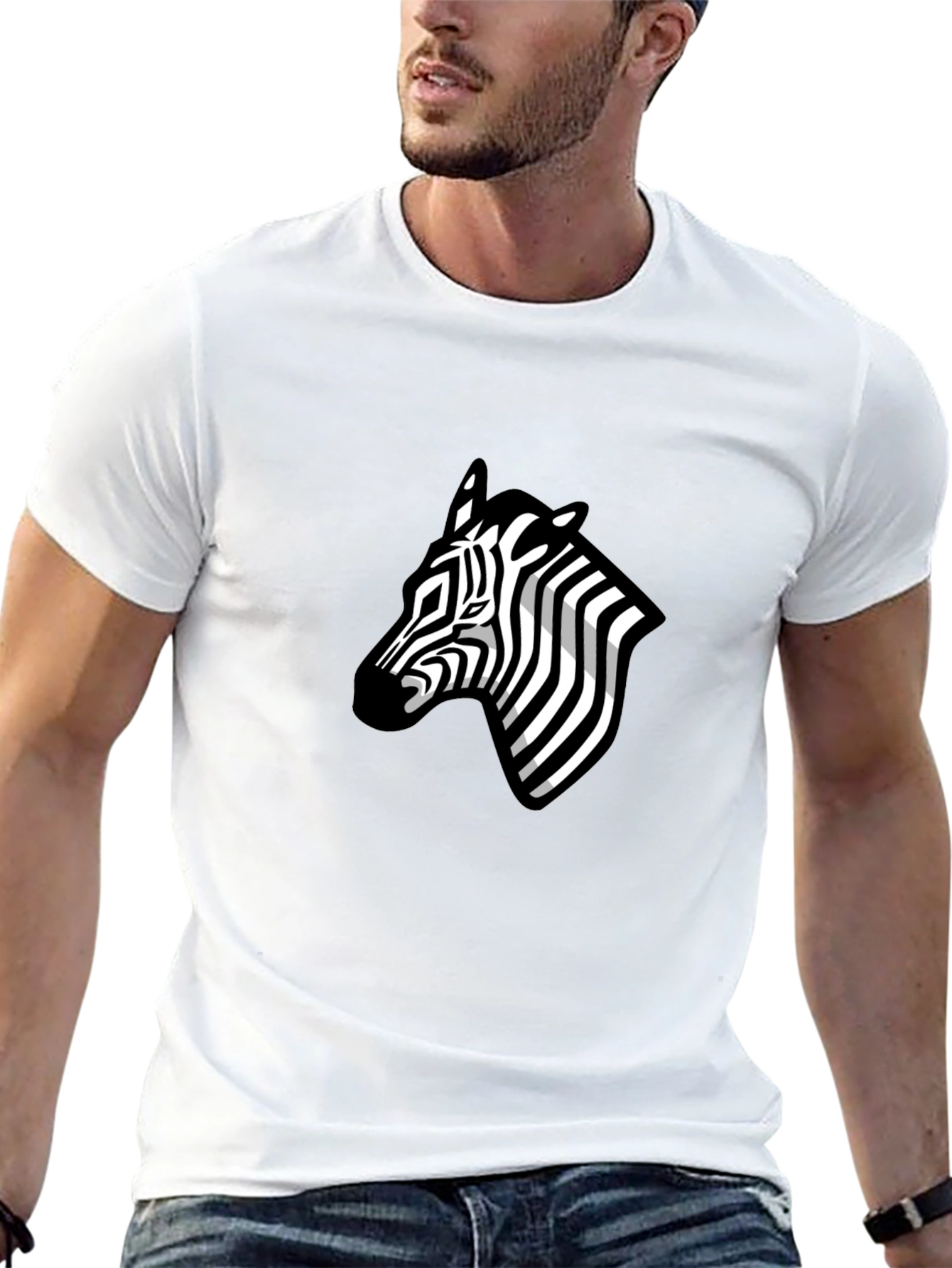 Zebra Head Graphic Tee - Black Casual T-Shirt