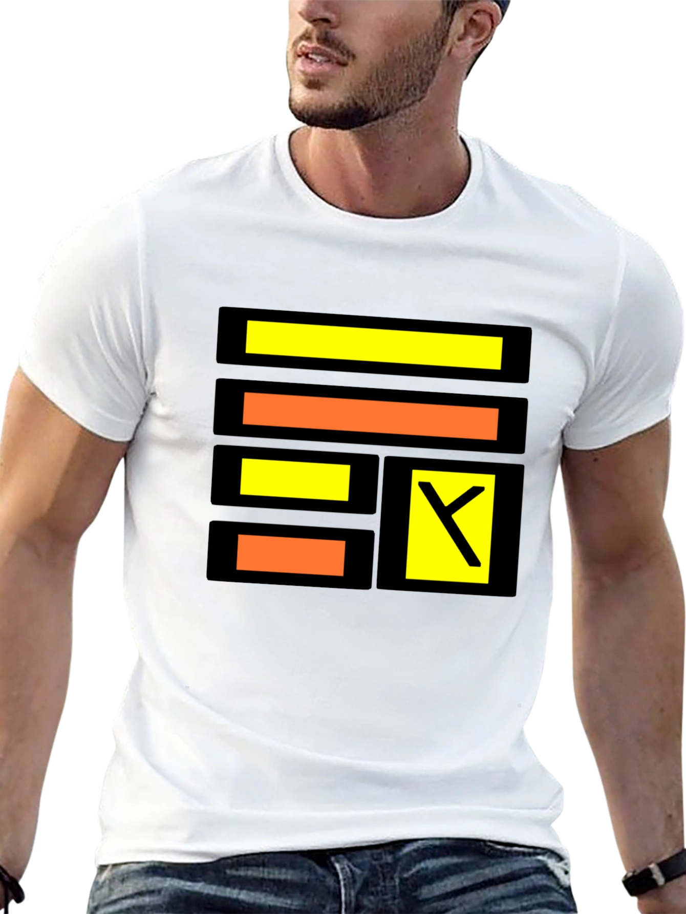 Modern Geometric Design Black T-Shirt