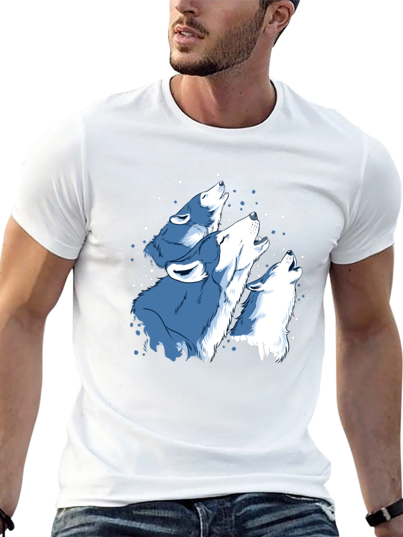 Mens Black Wolf Pack Graphic T-Shirt