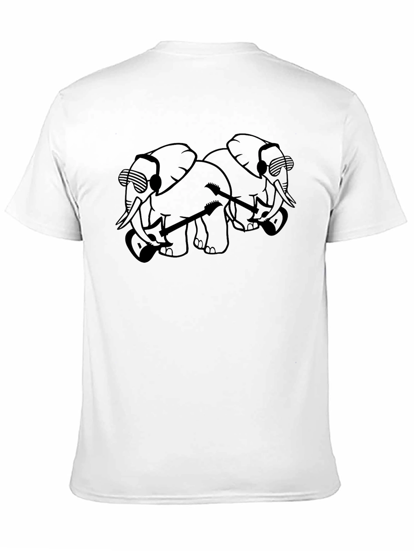 Cool Elephants with Guitars Black T-Shirt