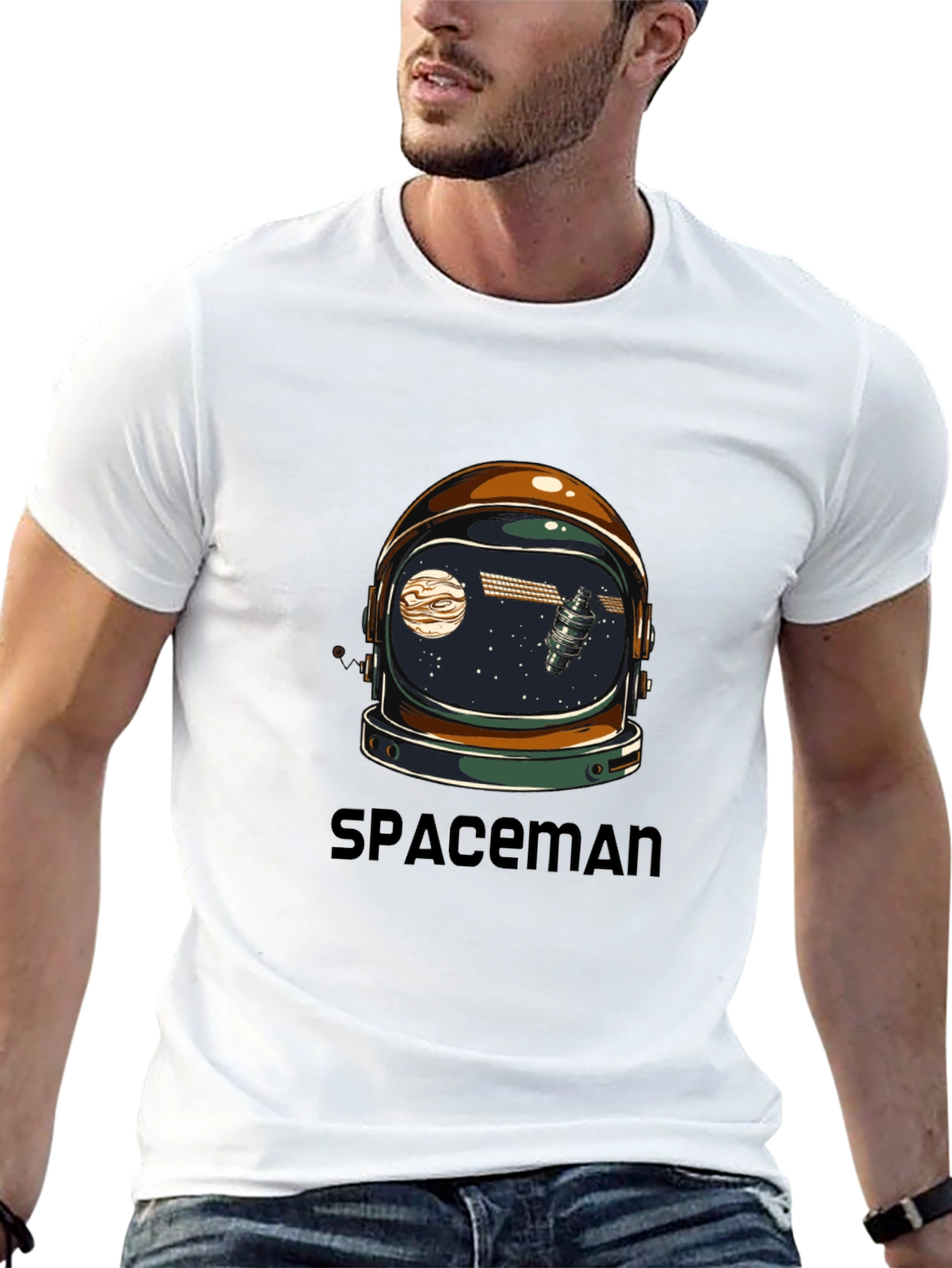 Spaceman Graphic Tee - Astronaut Helmet Design