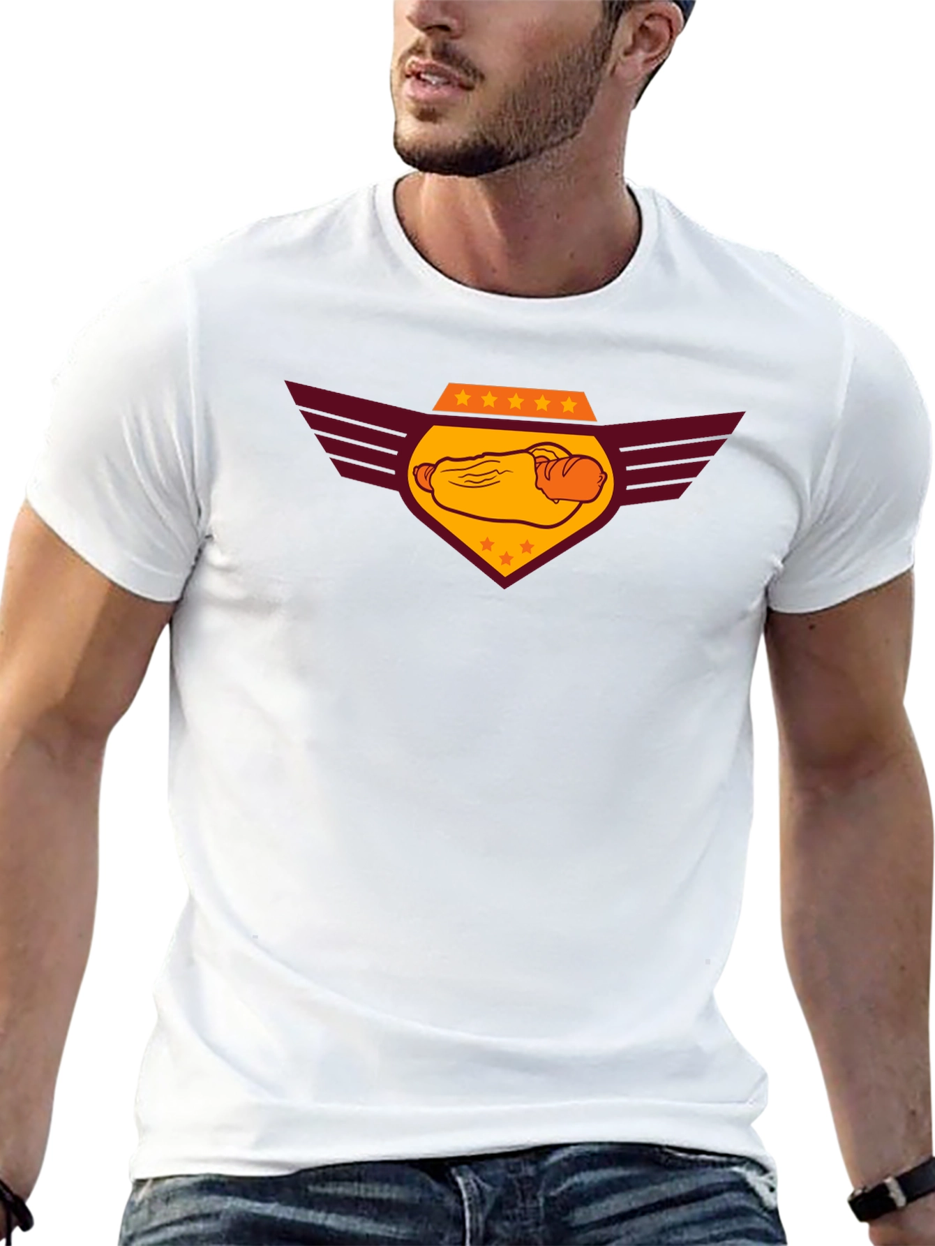Hot Dog Emblem Graphic Black T-Shirt