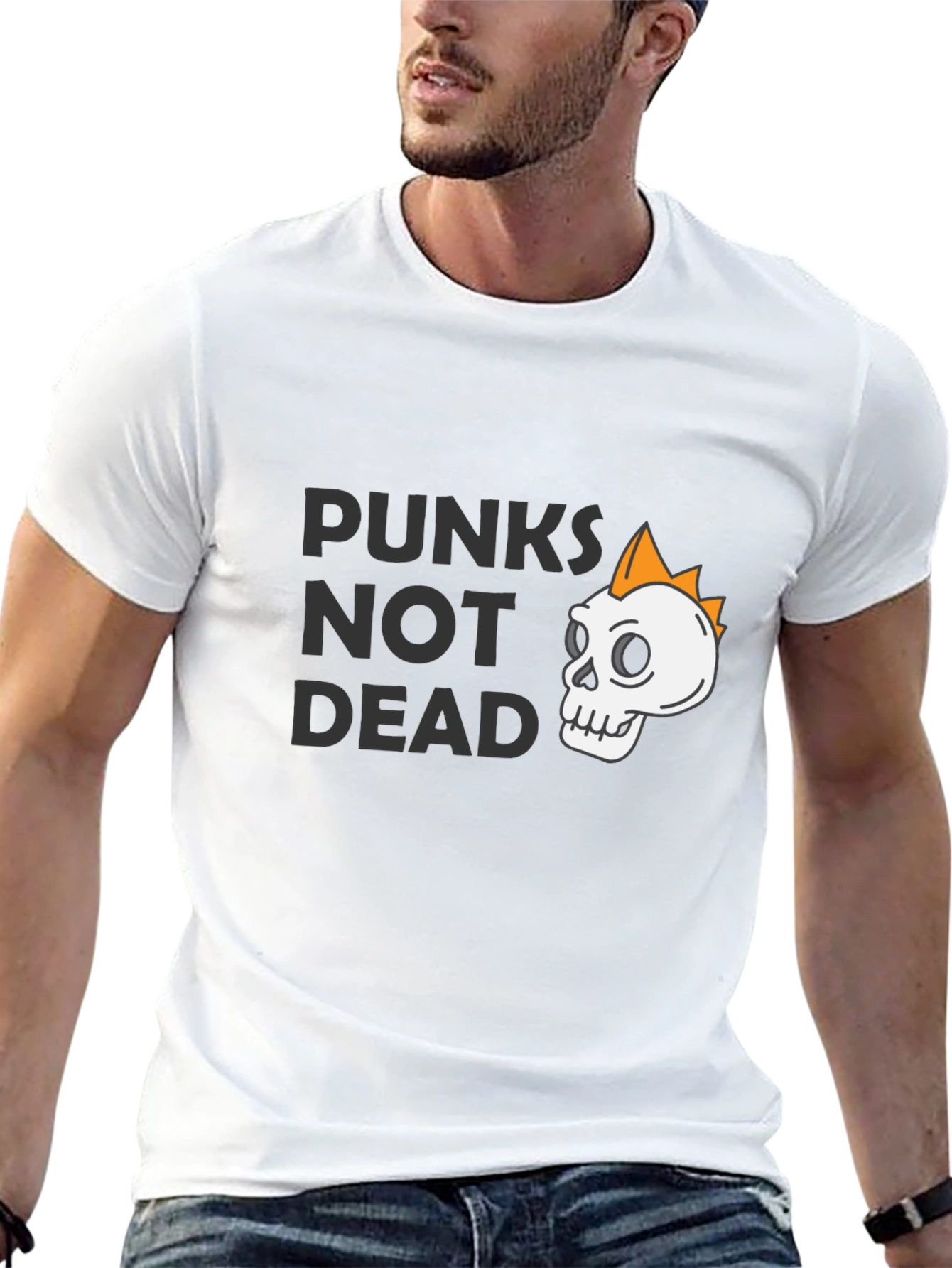 Punks Not Dead Graphic Tee - Skull Design