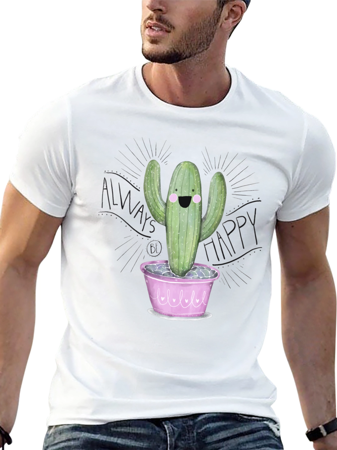 Always Happy Cactus Tee - Cute Plant Lover Shirt