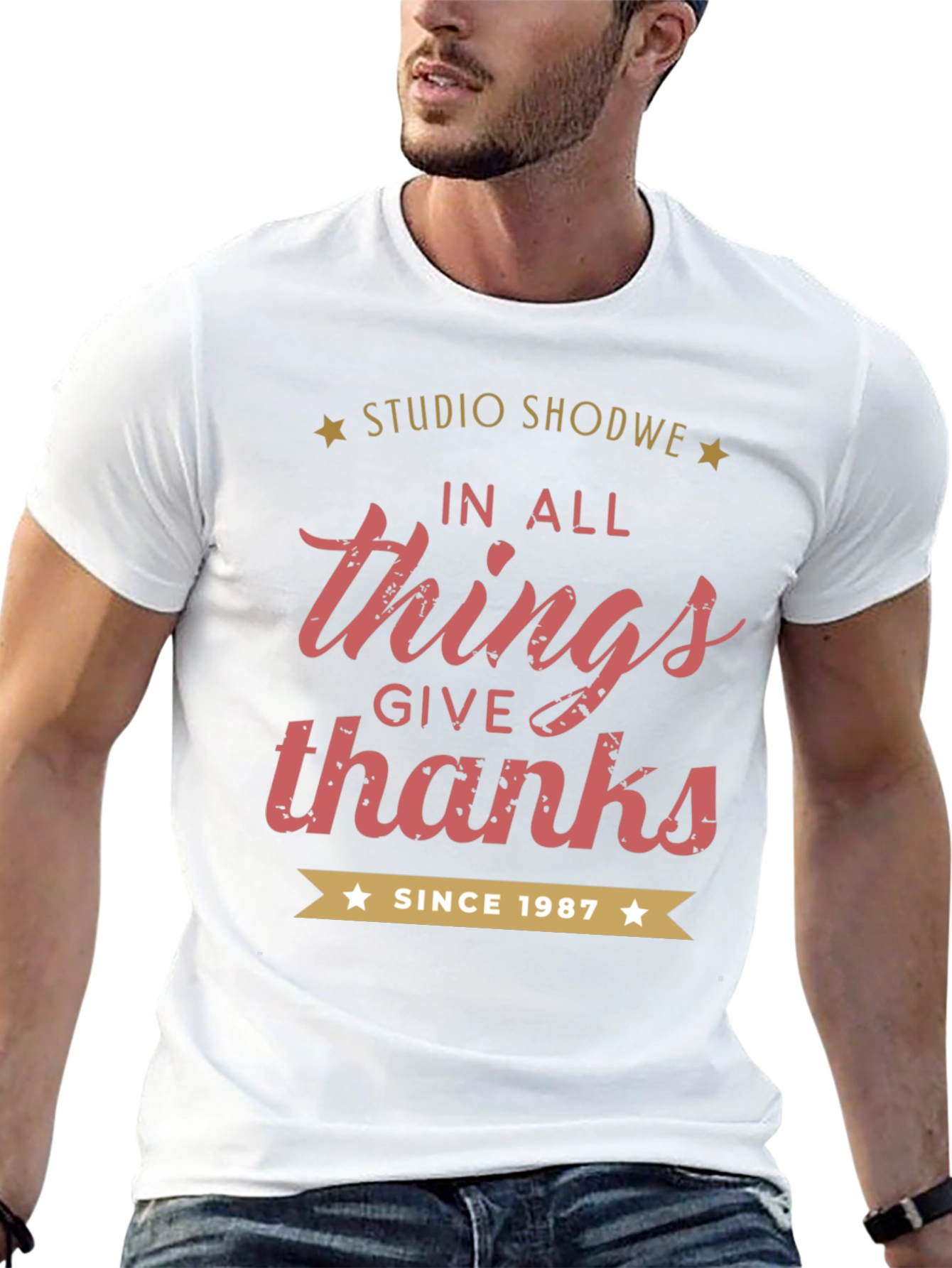 Studio Shodwe In All Things Give Thanks Black Tee