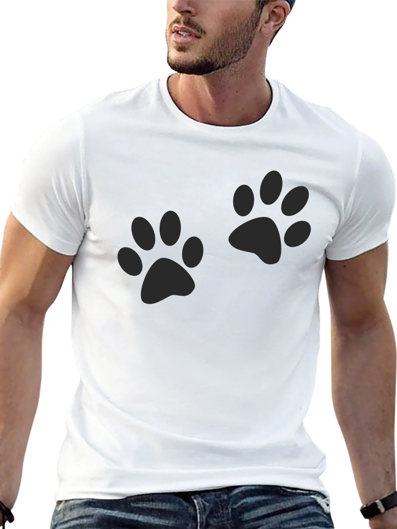 Paw Print Crew Neck T-Shirt - Casual Comfort