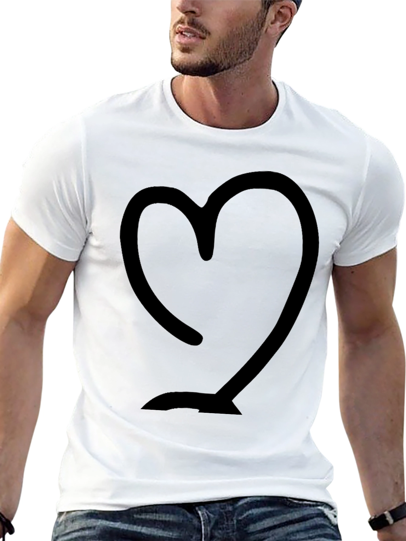 Heart Outline Graphic Black T-Shirt