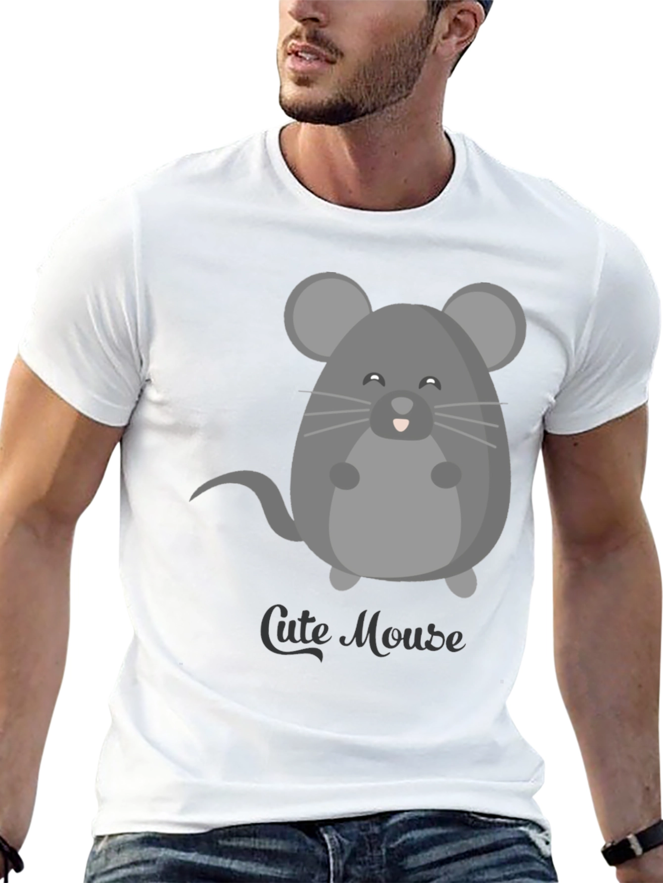 Cute Mouse Graphic Tee - Mens Black T-Shirt
