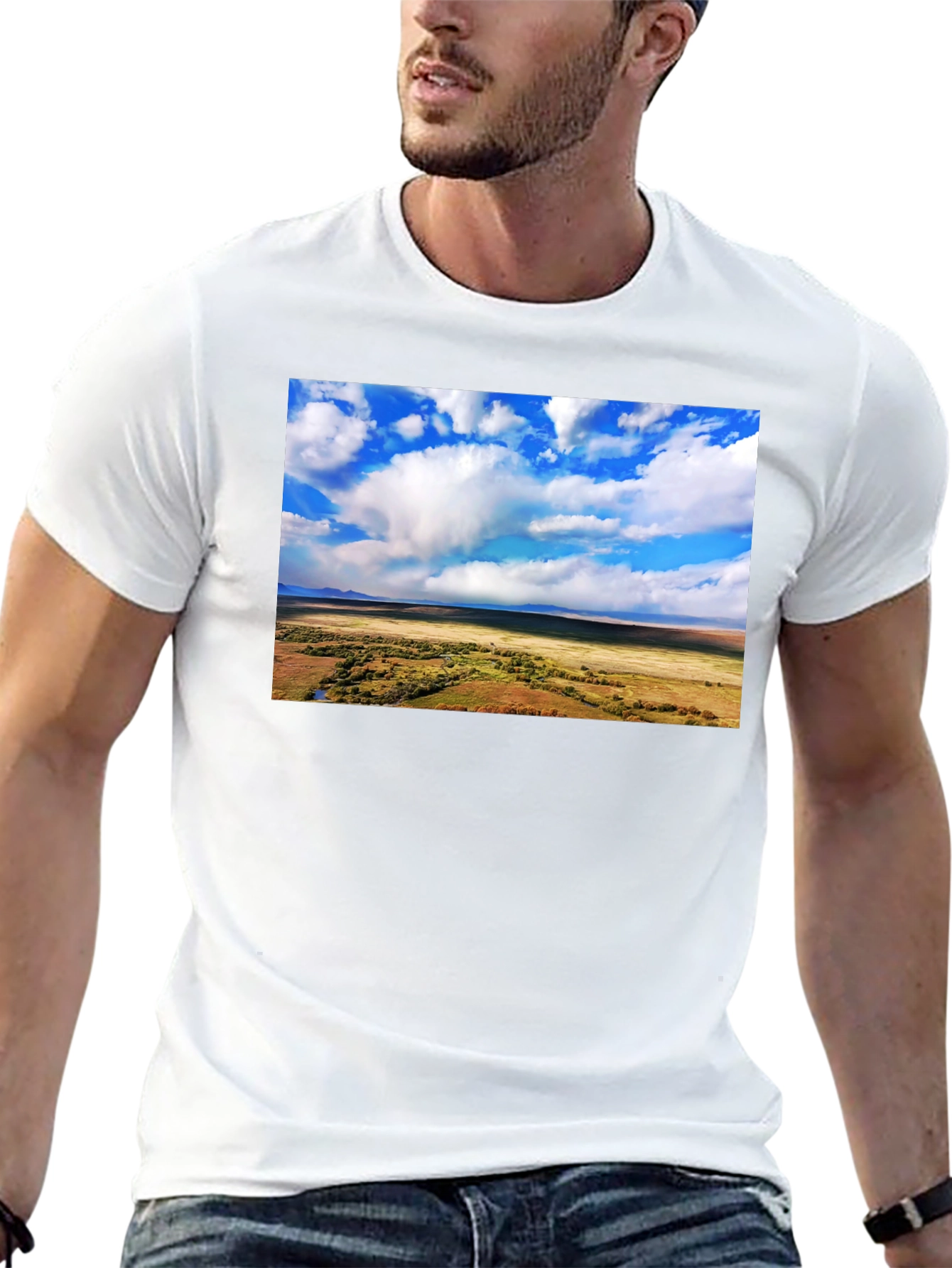 Landscape Graphic Tee - Black Cotton T-Shirt