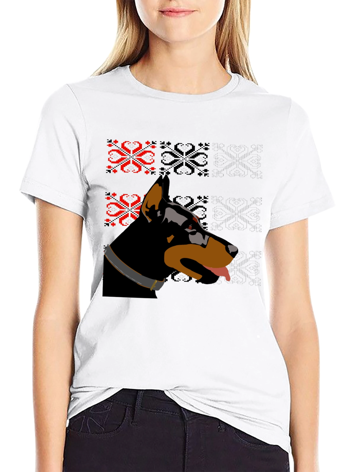 Doberman Ugly Sweater Graphic Tee - Black