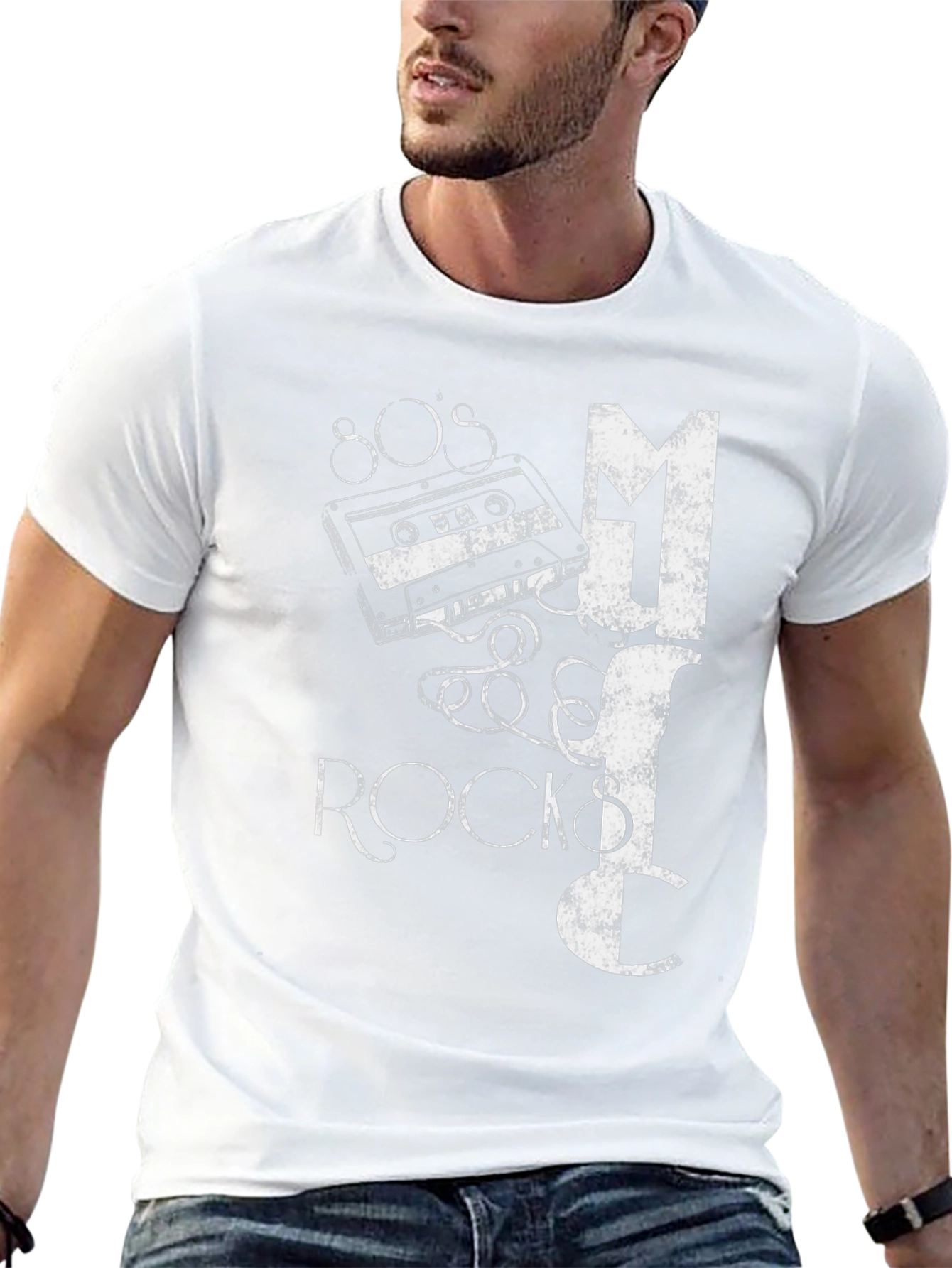 80s Music Rocks Black Graphic T-Shirt