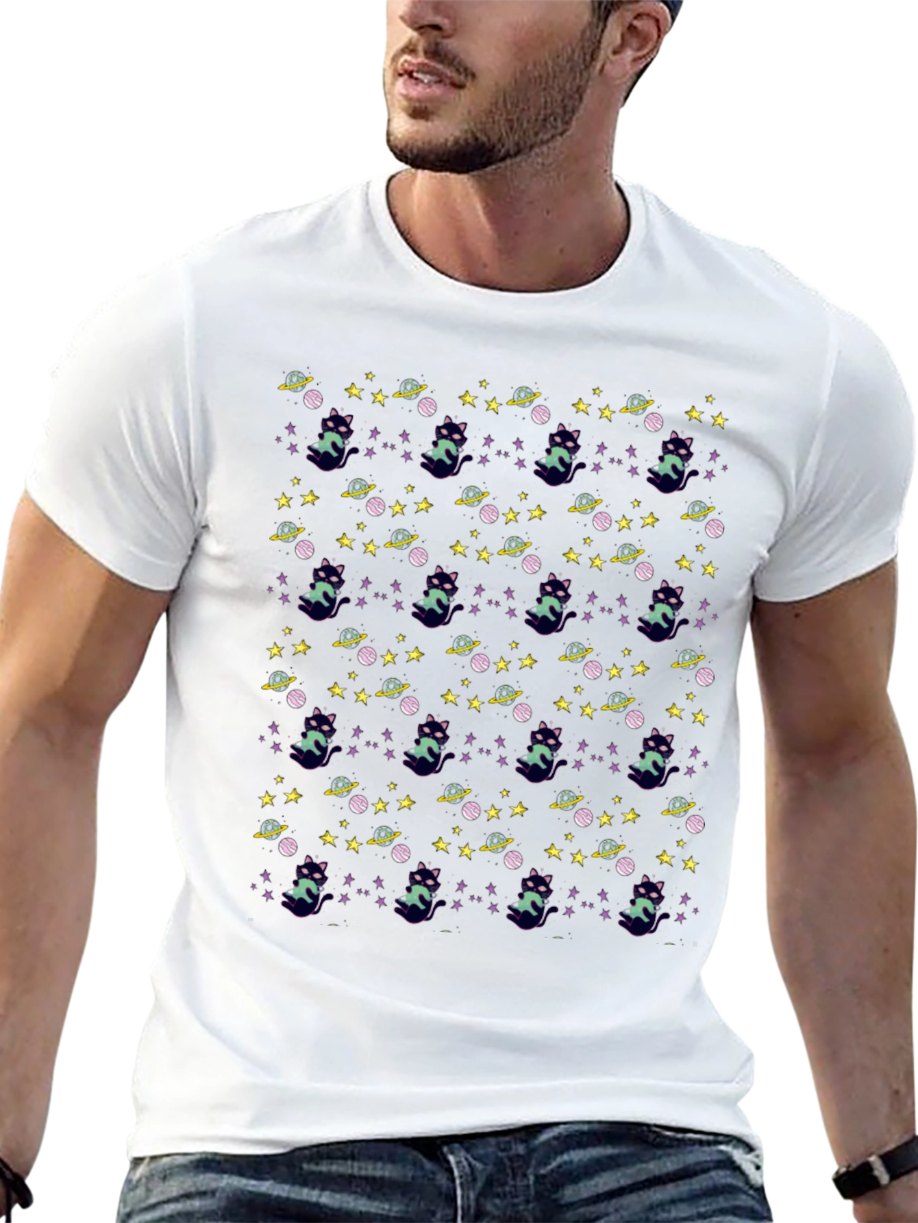 Space Cat T-Shirt - Unique Pattern Tee