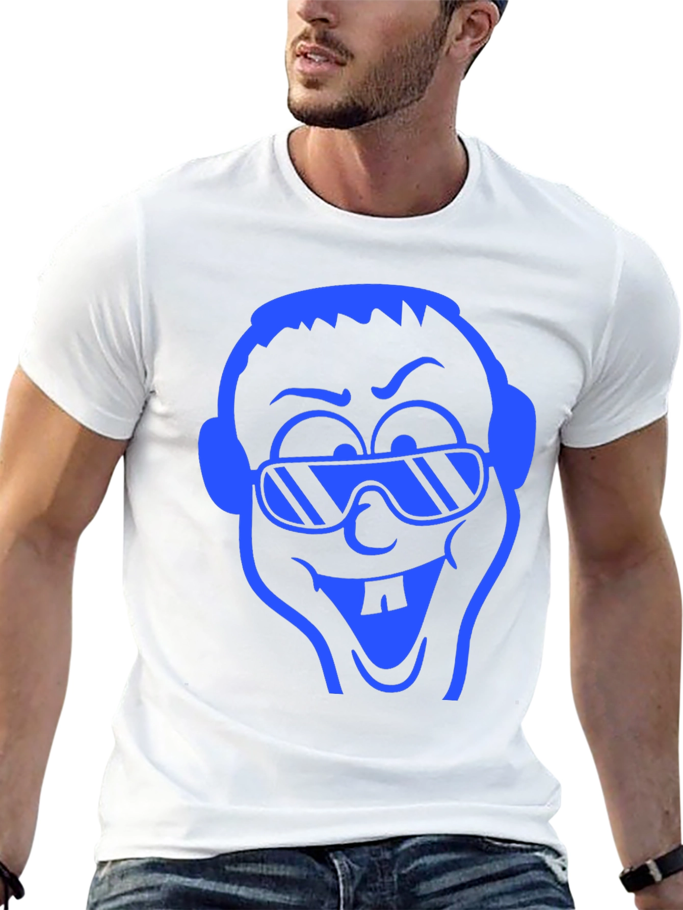 Cartoon Face Graphic Tee - Black