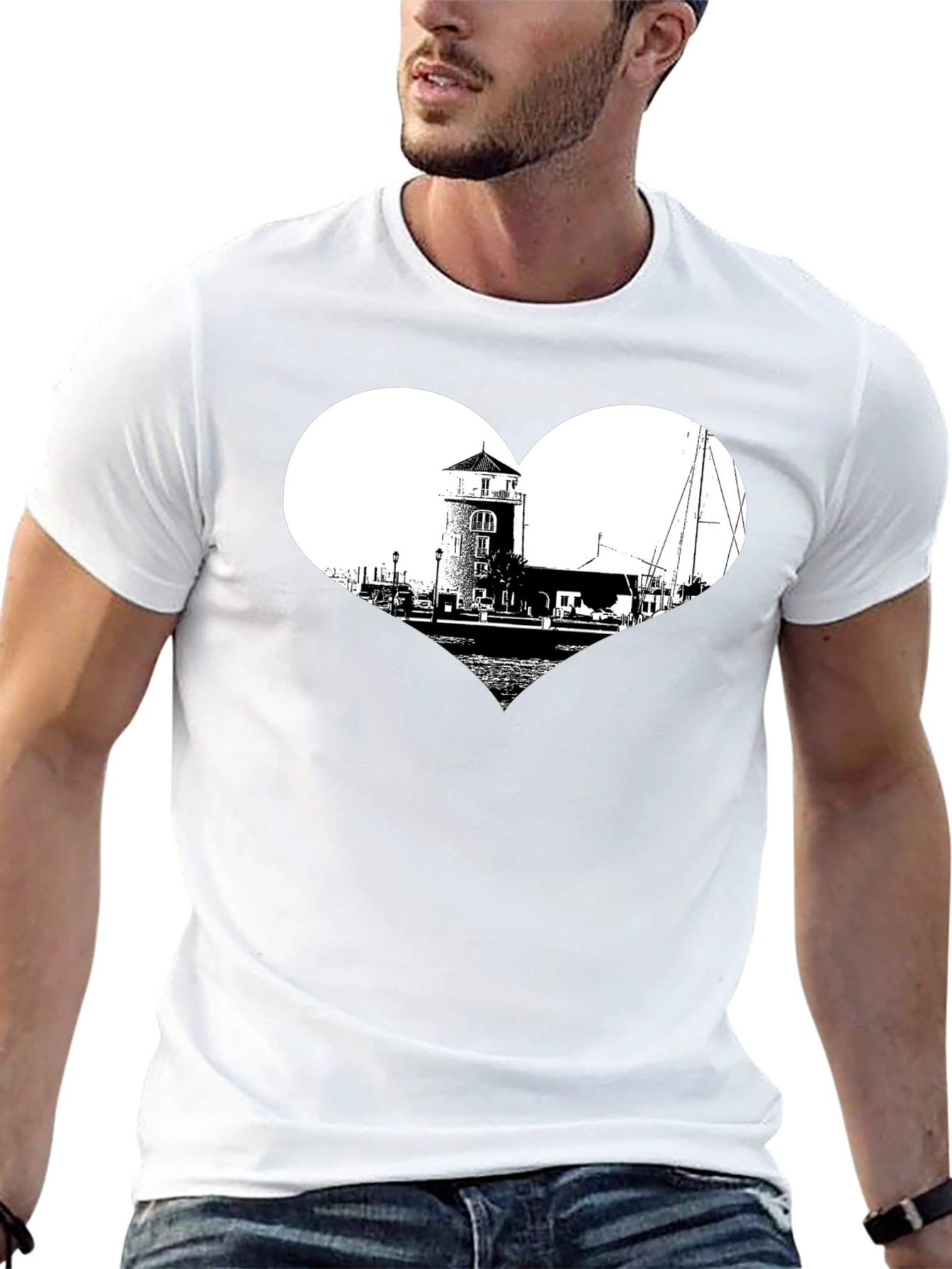 Lighthouse Heart Graphic T-Shirt - Black