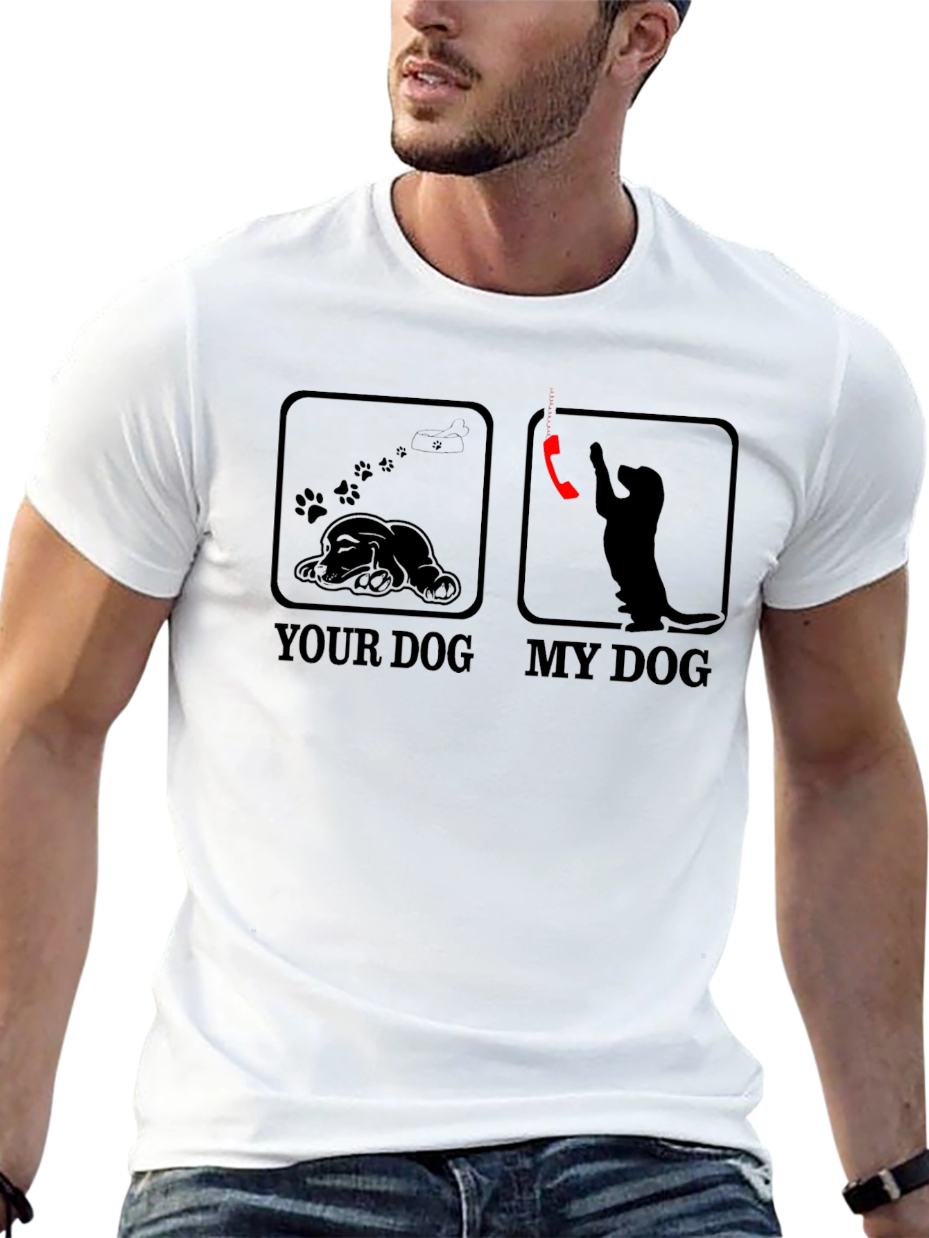 Funny Dog vs. Dog T-Shirt - Black Graphic Tee