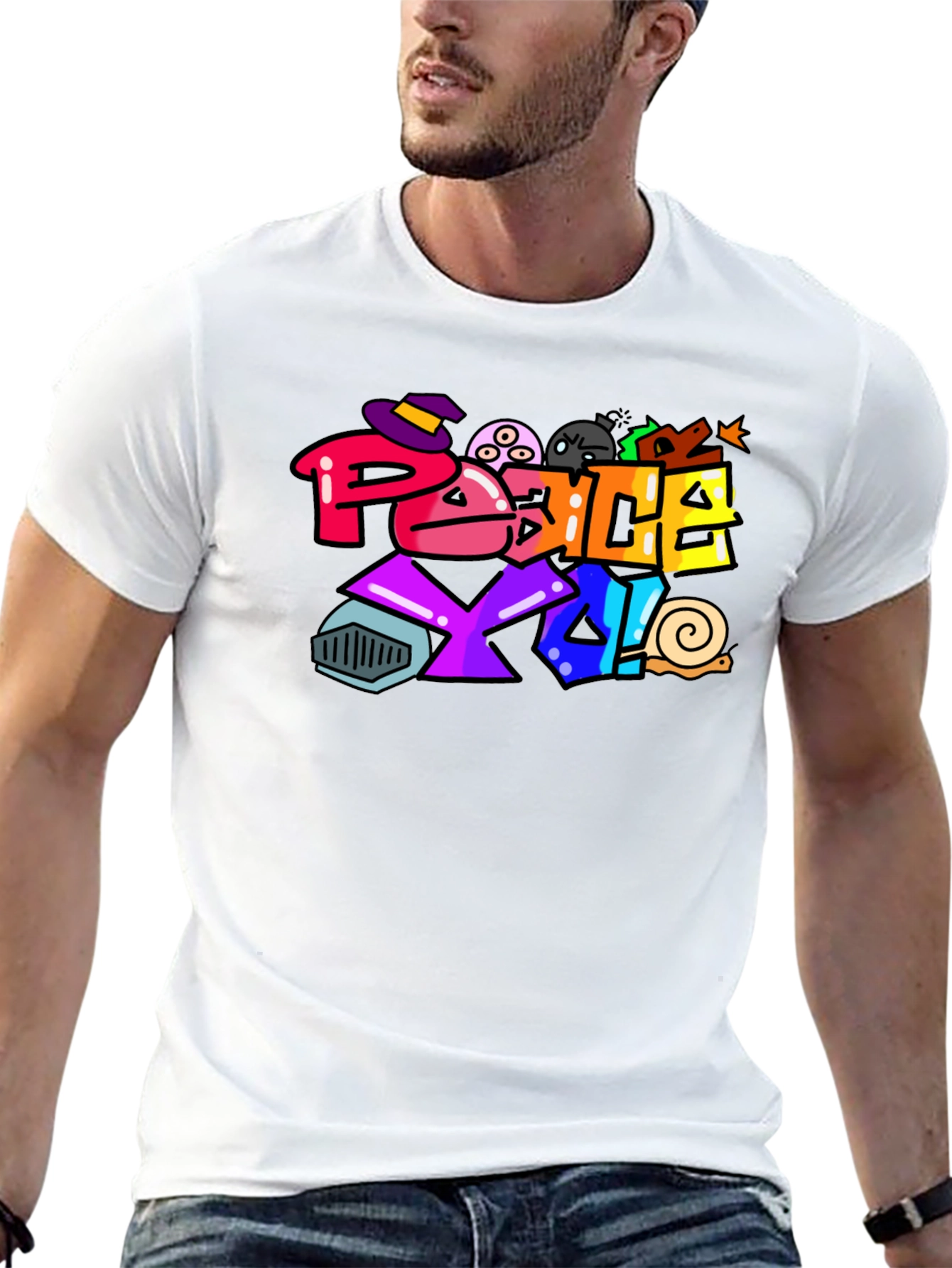 Peace Text Art Black T-Shirt