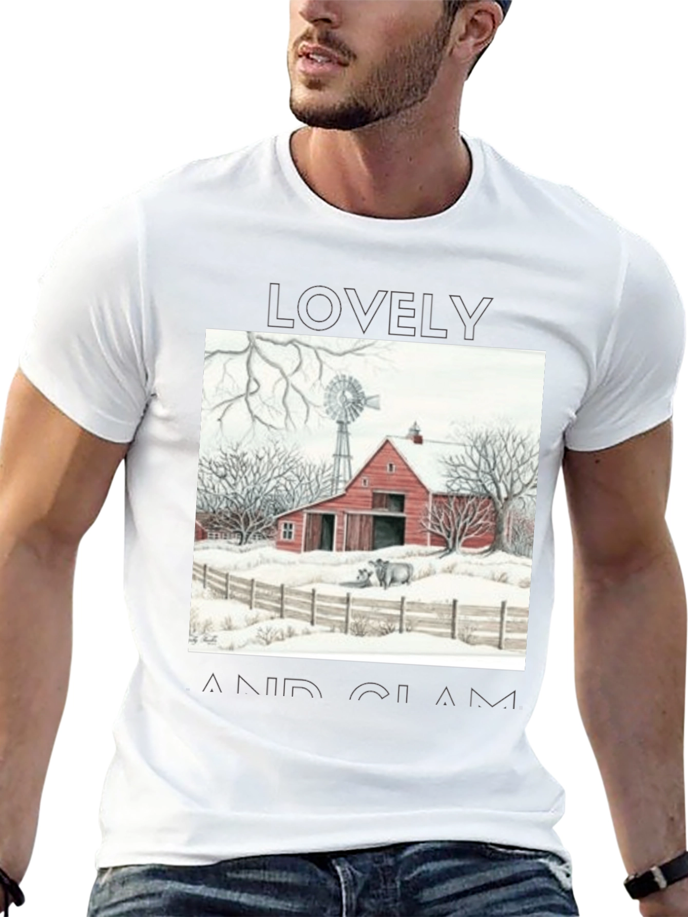 Rustic Barn Winter Scene Graphic Tee