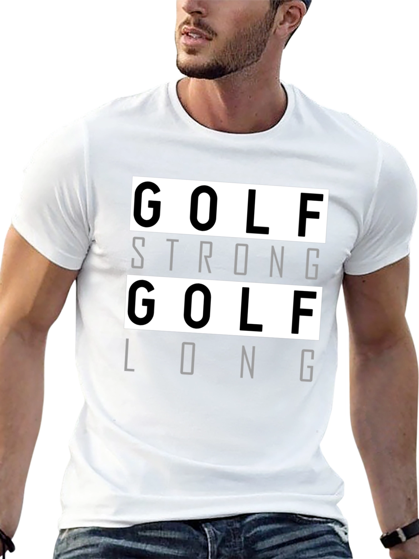 Golf Strong Long T-Shirt - Black Cotton Tee