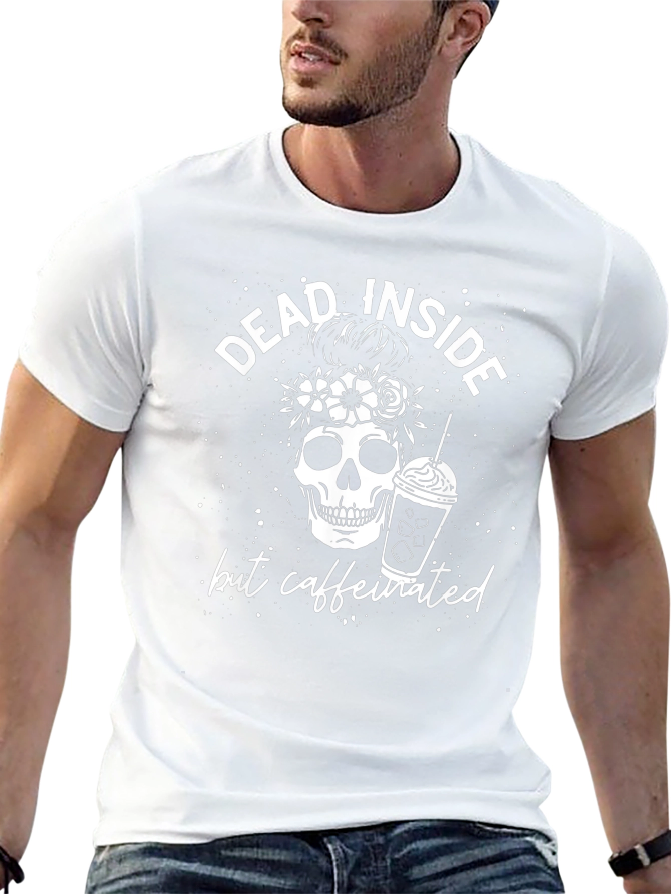 Dead Inside But Caffeinated Skull Graphic Tee