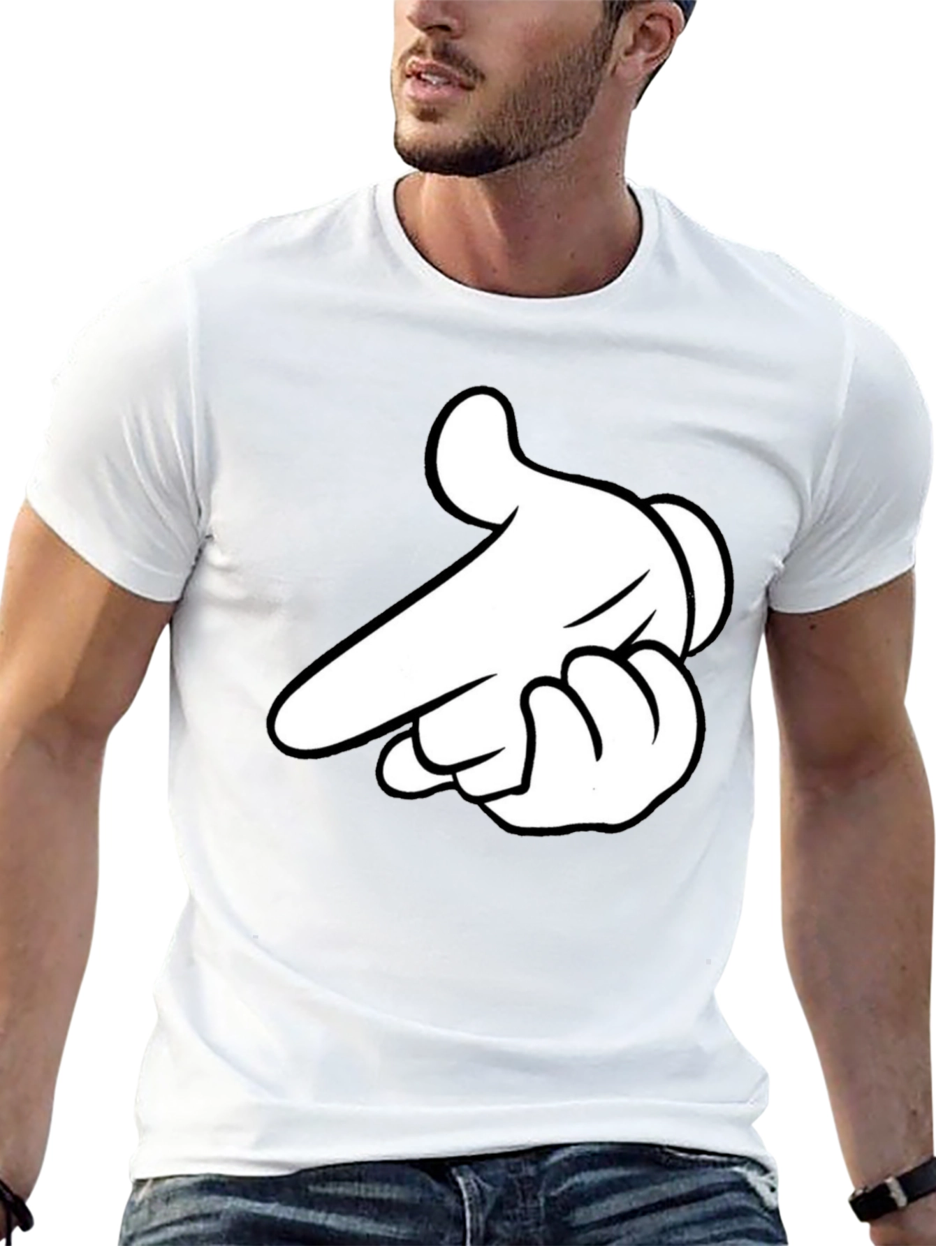 Mickey Mouse Hand Gesture Black T-Shirt