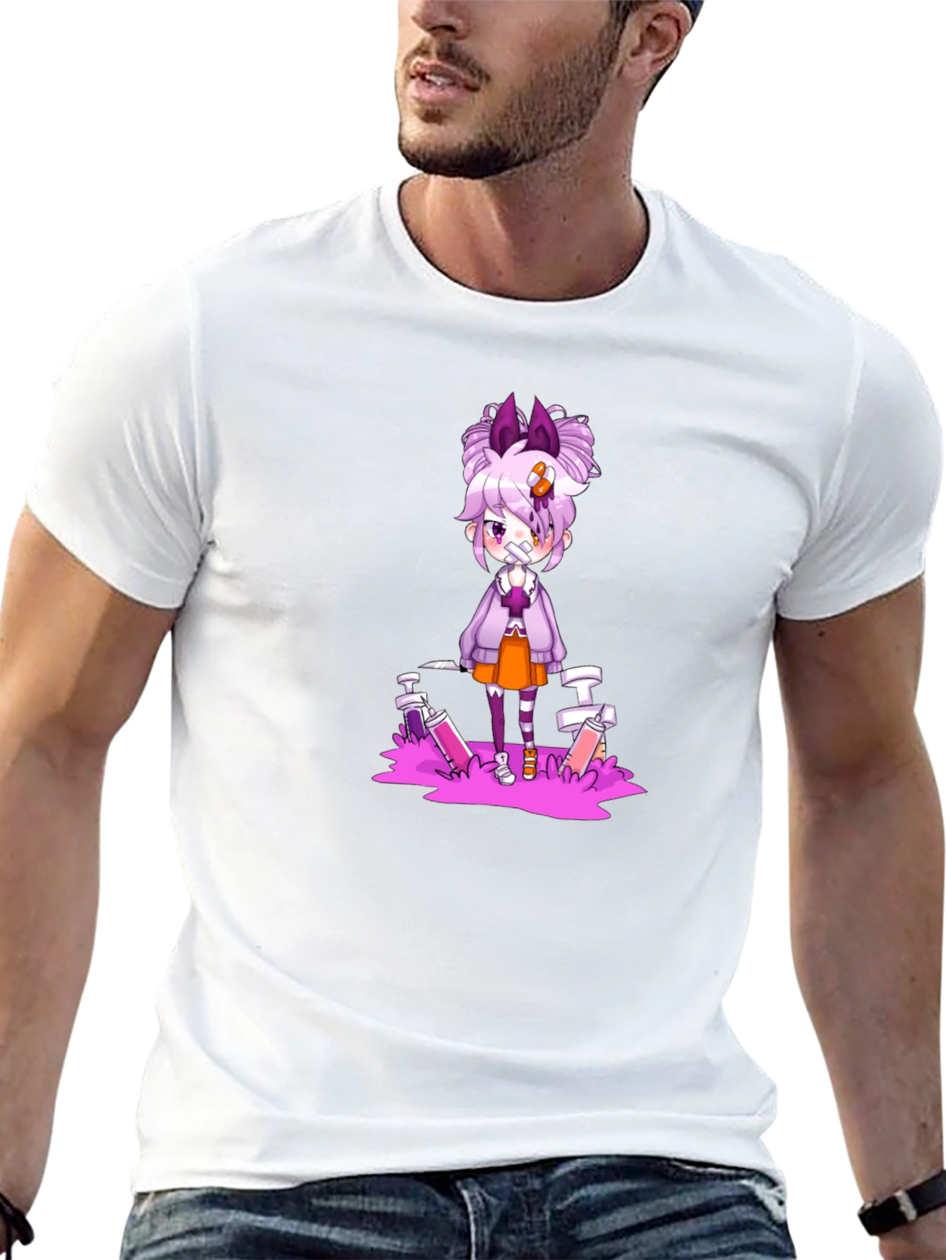 Anime Style Graphic Black T-Shirt