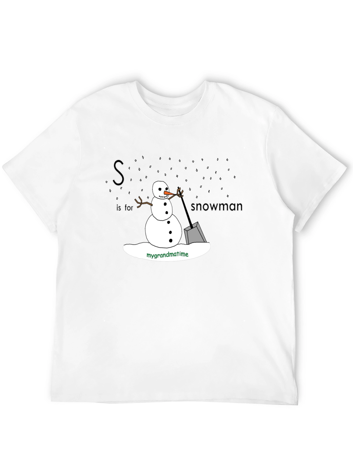 S is for Snowman Black T-Shirt
