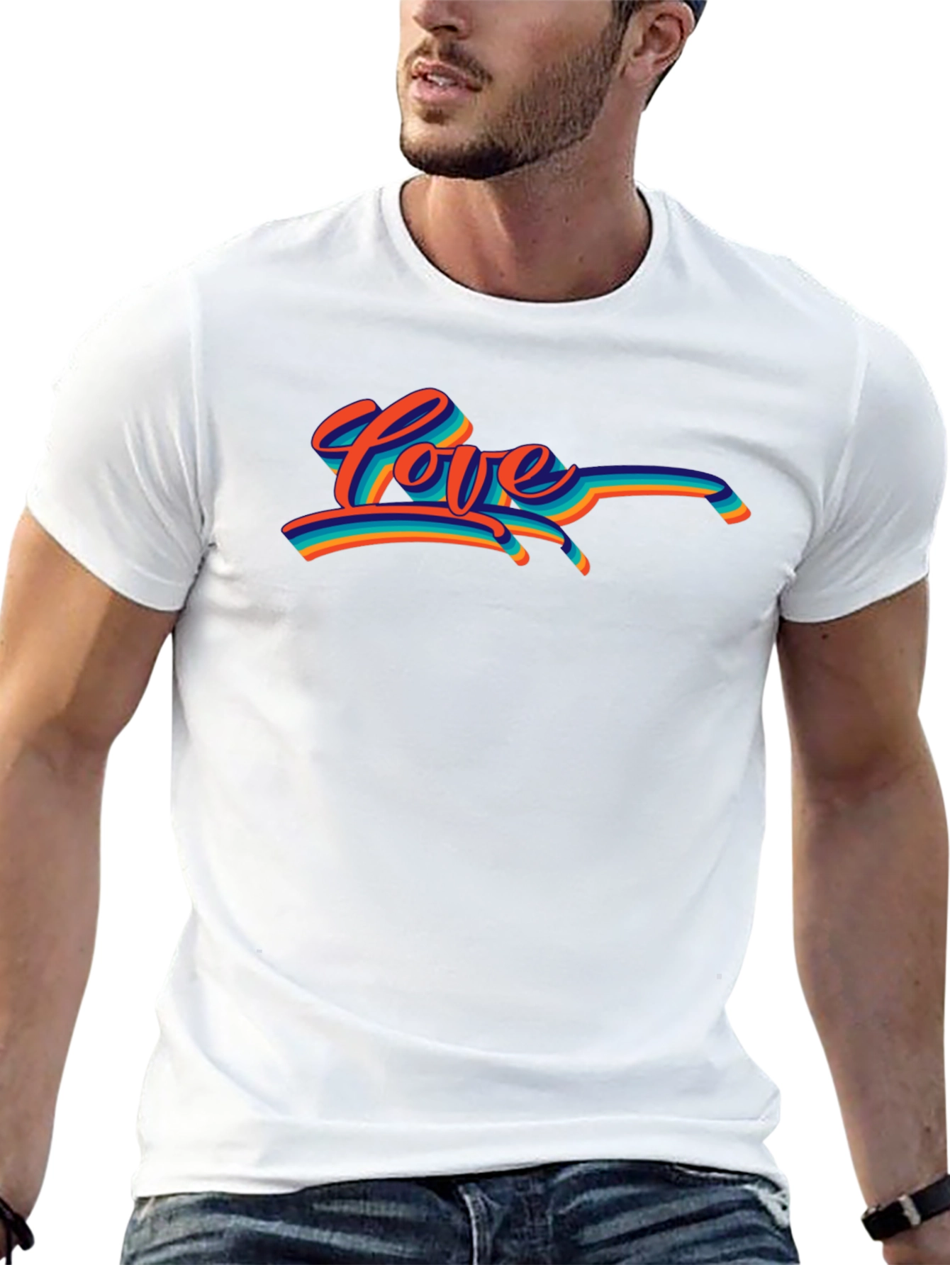 Retro Love T-Shirt - Black Crew Neck