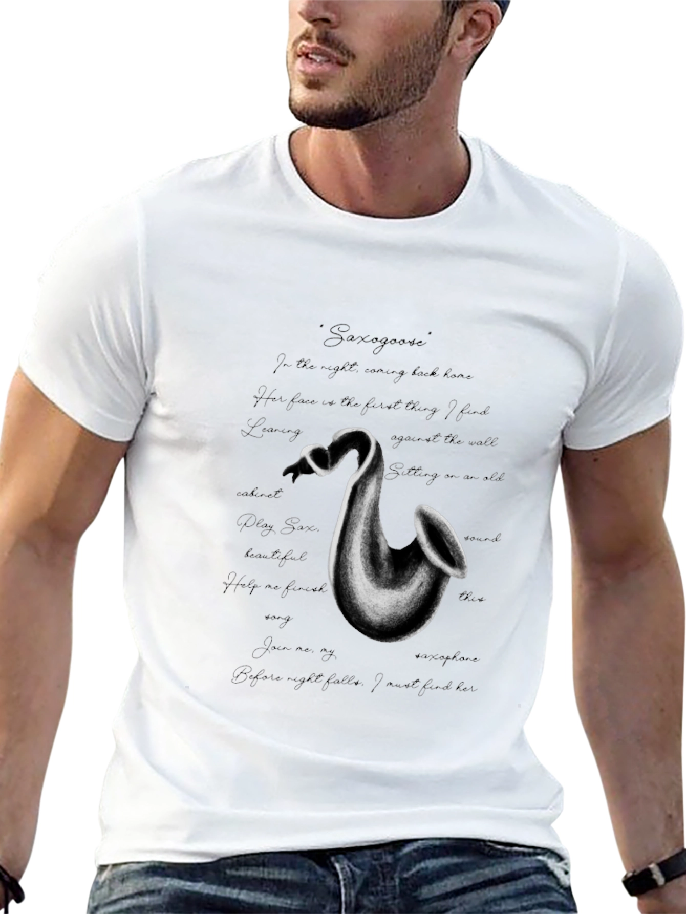 Saxophone Graphic Print Black T-Shirt