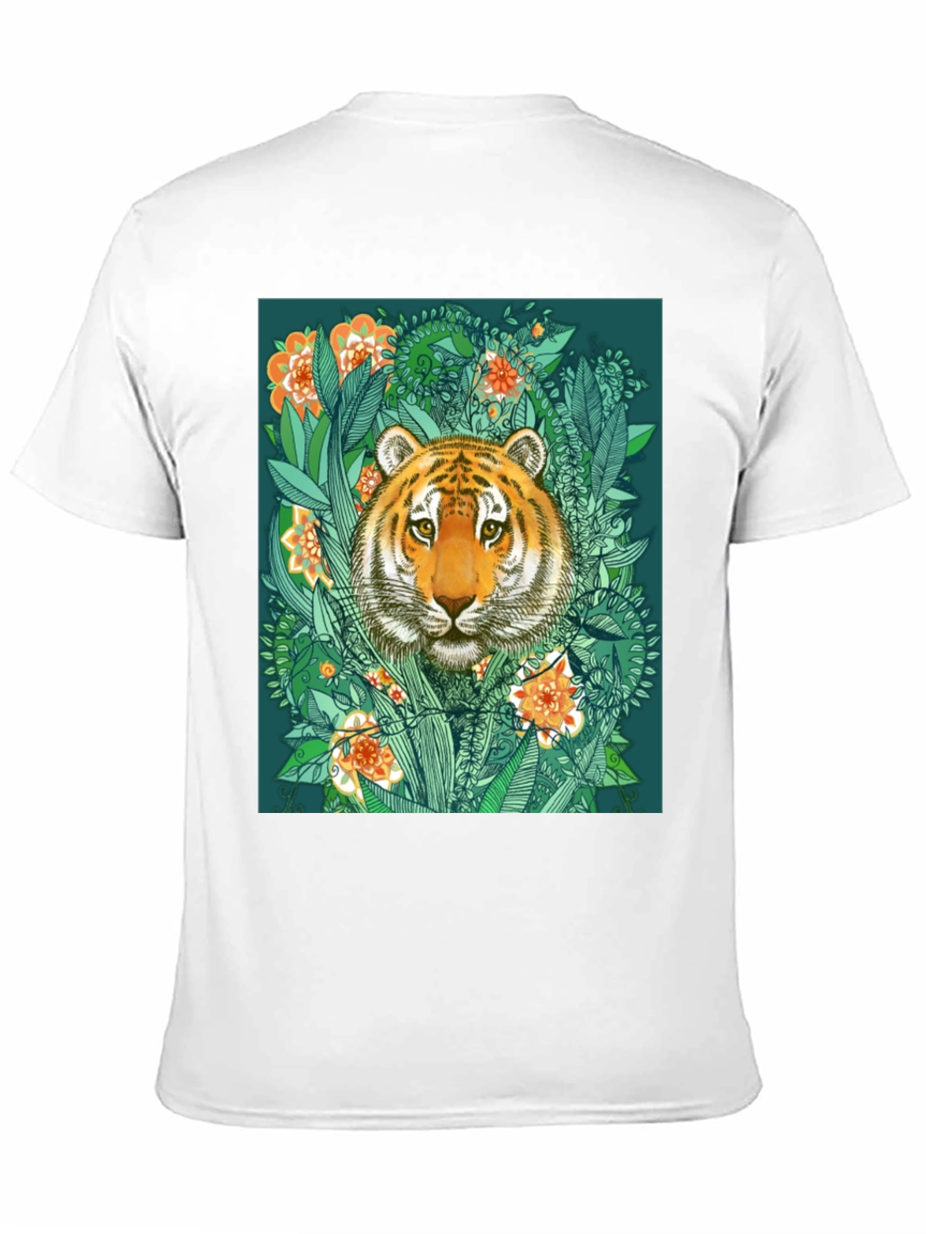 Tiger Floral Graphic Print Black T-Shirt