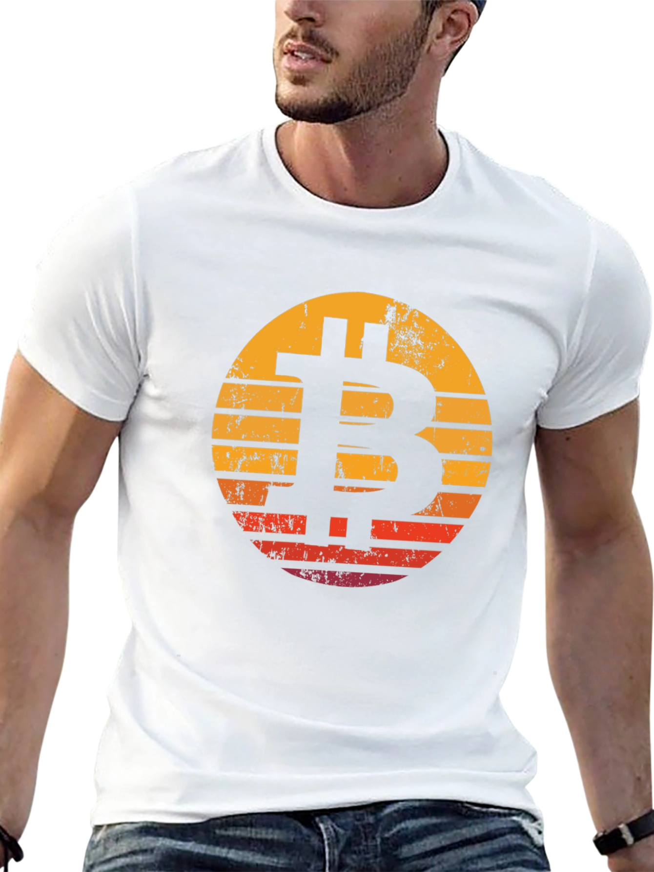 Bitcoin Sunset Black T-Shirt Crypto Currency Tee