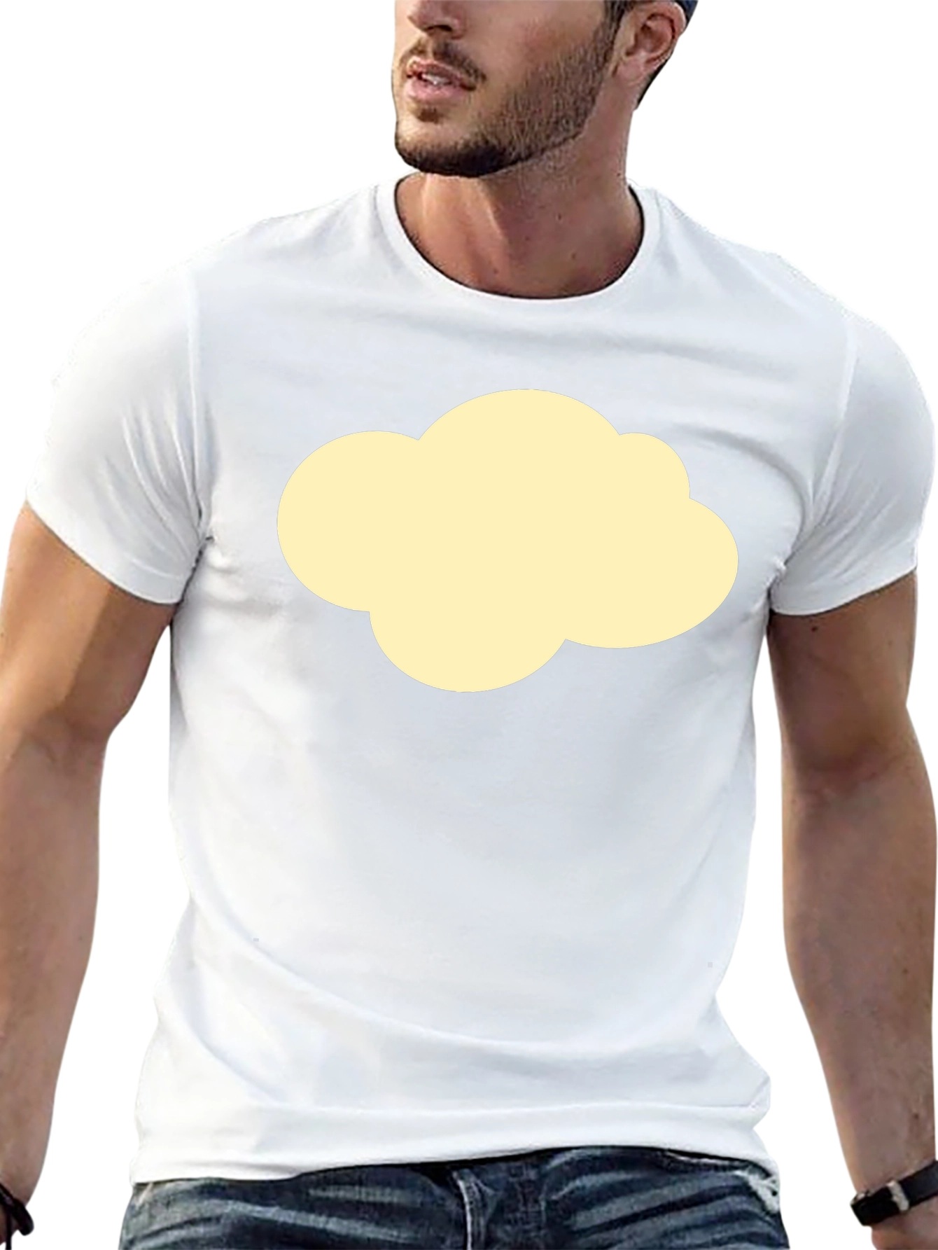 Cloud Graphic Tee - Black Cotton Casual T-Shirt