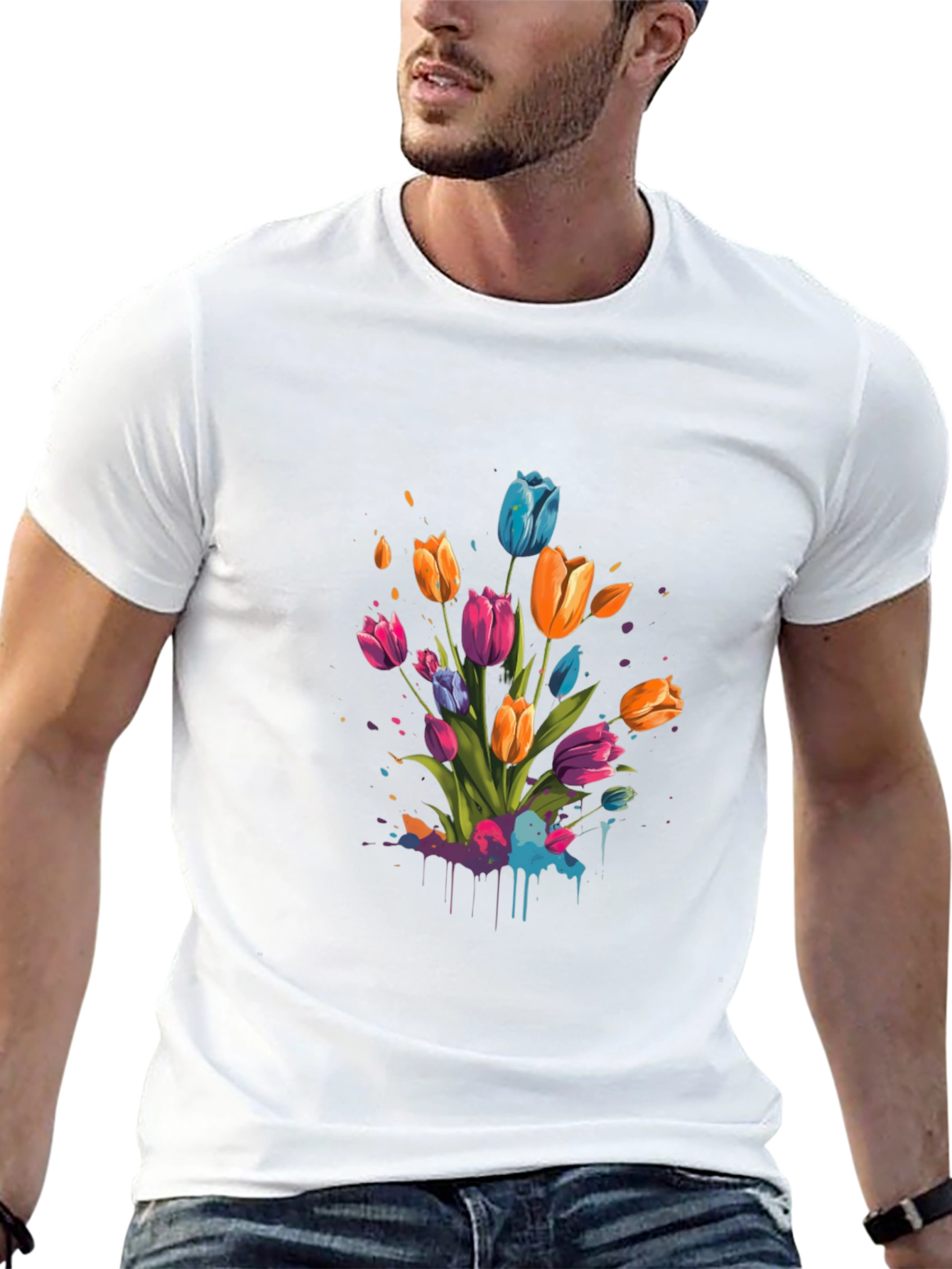 Tulip Splash Black T-Shirt