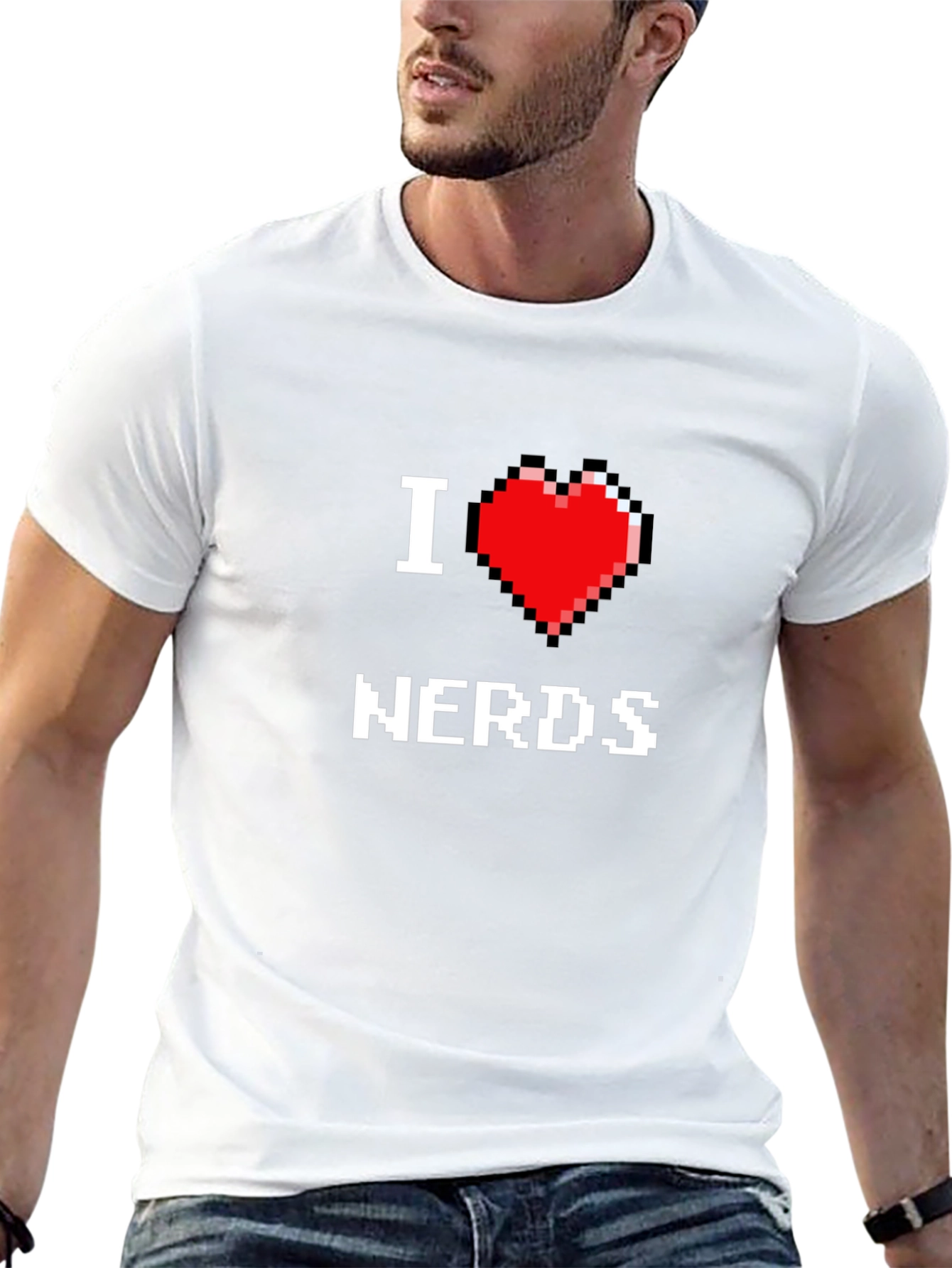 I Heart Nerds Pixel Art Black Graphic Tee